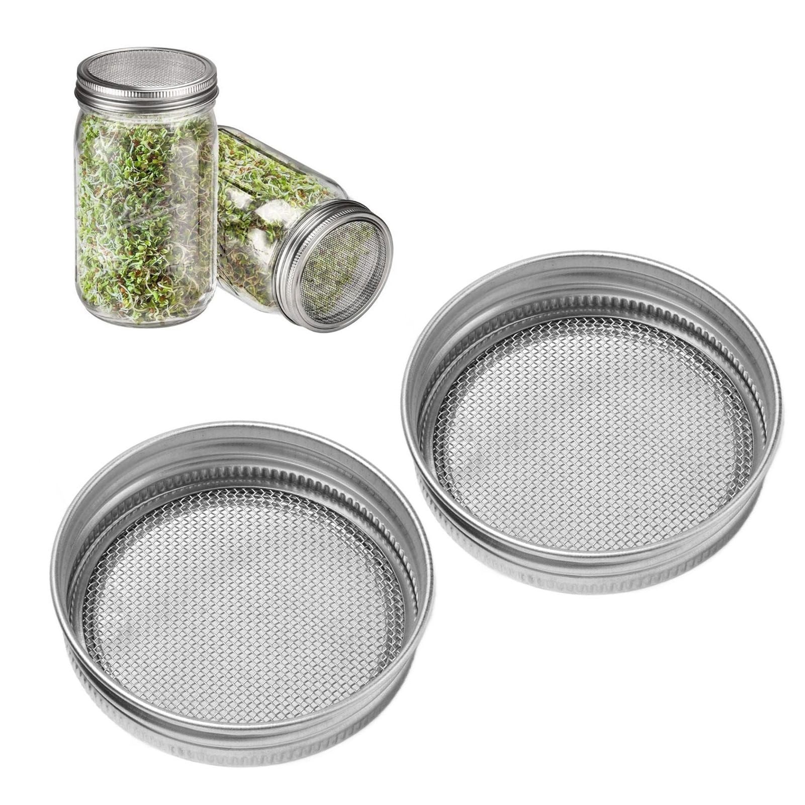 2Pcs Seed Sprouting Jar Filter Lids Stainless Steel Germination Accessory for Regular Mouth Jars86mm / 3.4in V1294-YM0523-3113210245912