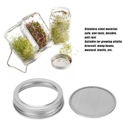 2Pcs Seed Sprouting Jar Filter Lids Stainless Steel Germination Accessory for Regular Mouth Jars86mm / 3.4in V1294-YM0523-3113210245912