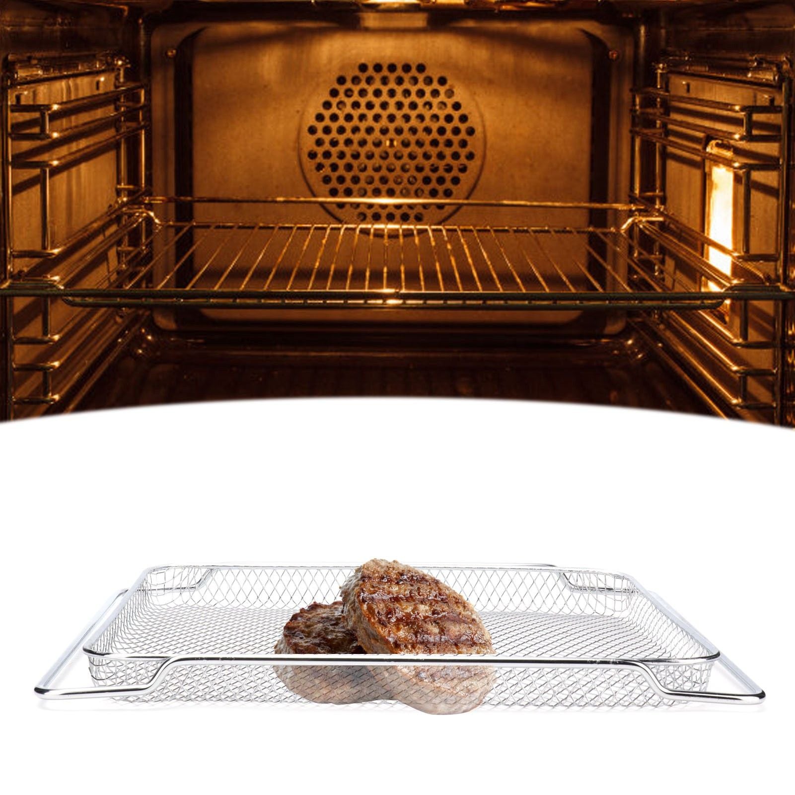 Oven Rack Safe Stainless Steel Multi Functional Grilled Net for Baking Cooling 36x30cm V1294-YM0523-3113210247511