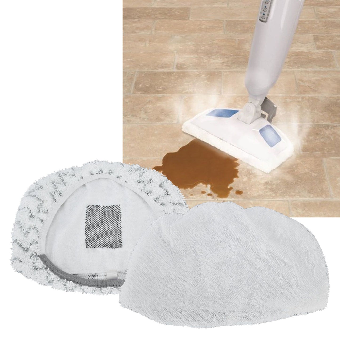 2Pcs Microfiber Mop Cloth Detachable Mop Replacement Pad Fit for Bissell 1940 Steam Mop V1294-YM0523-3113210251511
