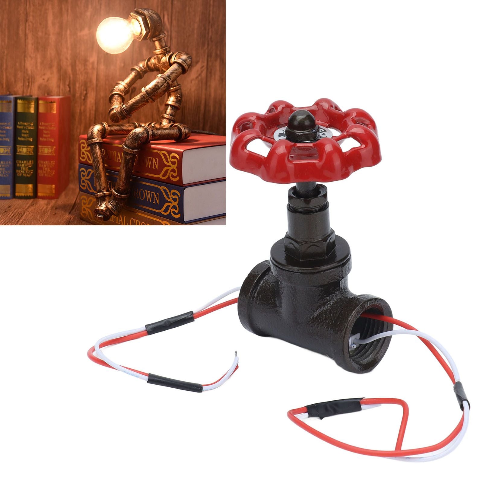 G3/4 Steampunk Style Light Switch with Wires Vintage Industrial Robot Table Lamp Switch 12V 120V V1294-YM0523-3113210252411