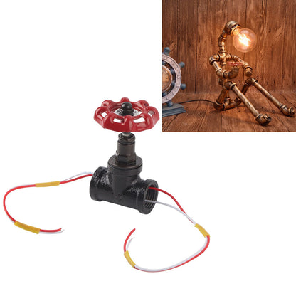 G1/2 Steampunk Style Tee Valve Light Switch with Wires for Industrial Robot Table Lamp Fixture 12V 120V V1294-YM0523-3113210252511