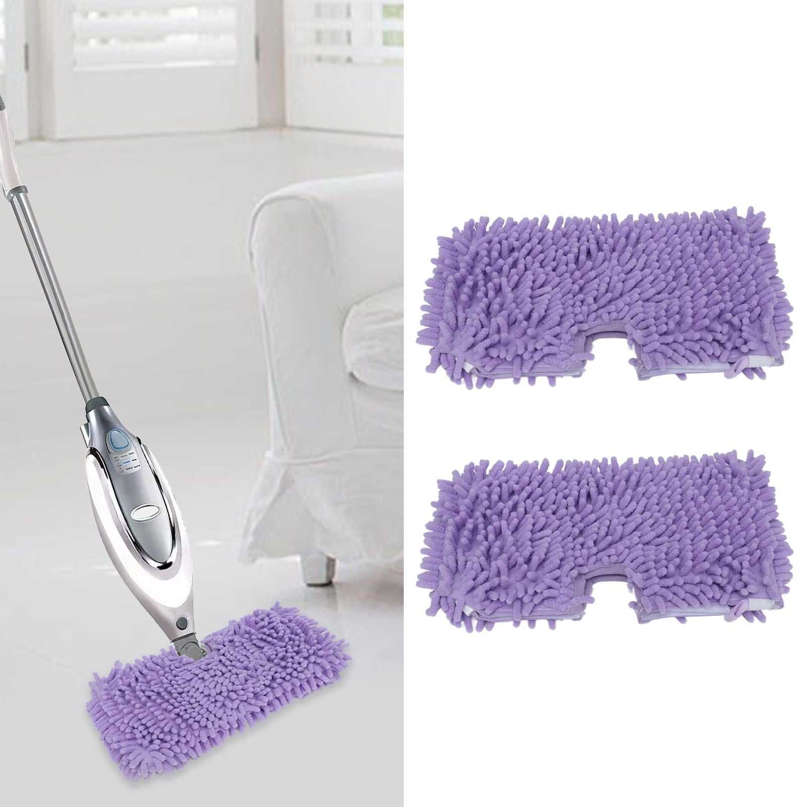 2PCS Mop Replacement Pads Soft Microfiber Mop Cloth Accessory Fit for Shark S3601 S3501 Purple V1294-YM0523-3113210254011