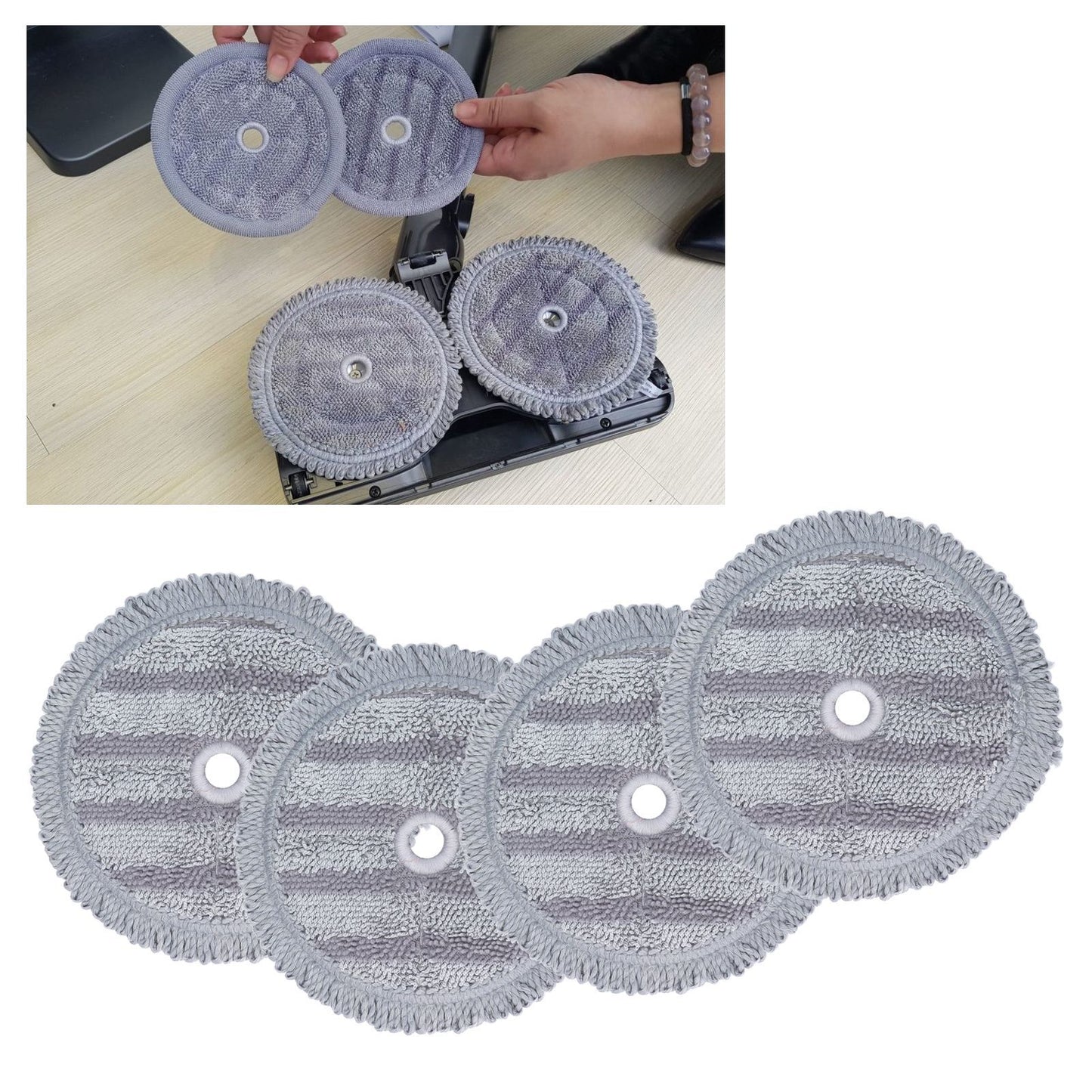 4PCS Fiber Mopping Pads High Strength Mop Cleaning Cloth Replacement Accessory Fit for LG Mops V1294-YM0523-3113210254511
