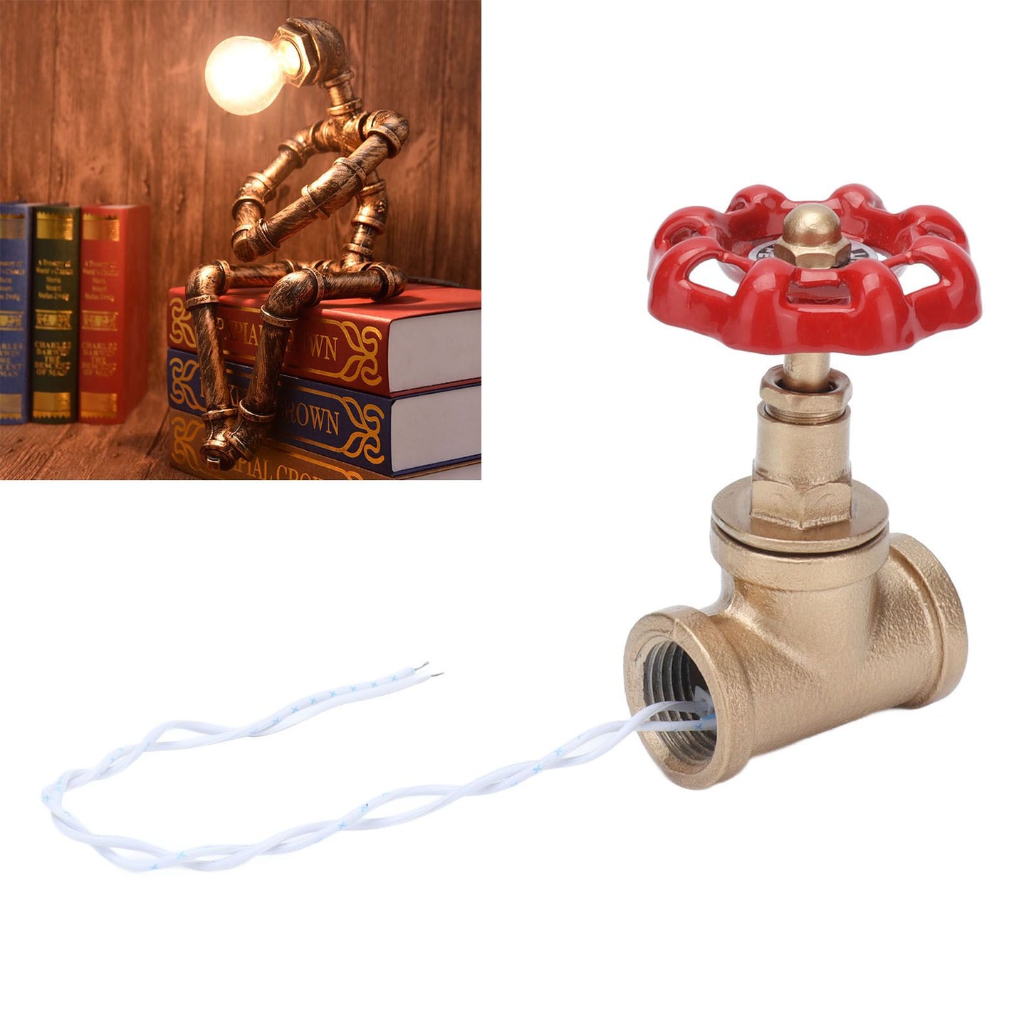 G1/2 Industrial Light Switch Water Pipe Light Switch Steampunk Lamp Switch with Wire 12V/120V V1294-YM0523-3113210254911