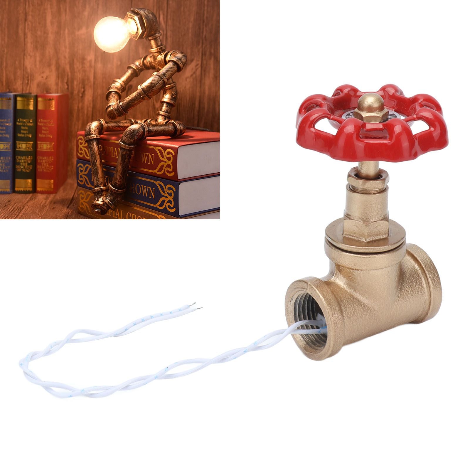 G1/2 Industrial Light Switch Water Pipe Light Switch Steampunk Lamp Switch with Wire 12V/120V V1294-YM0523-3113210254911