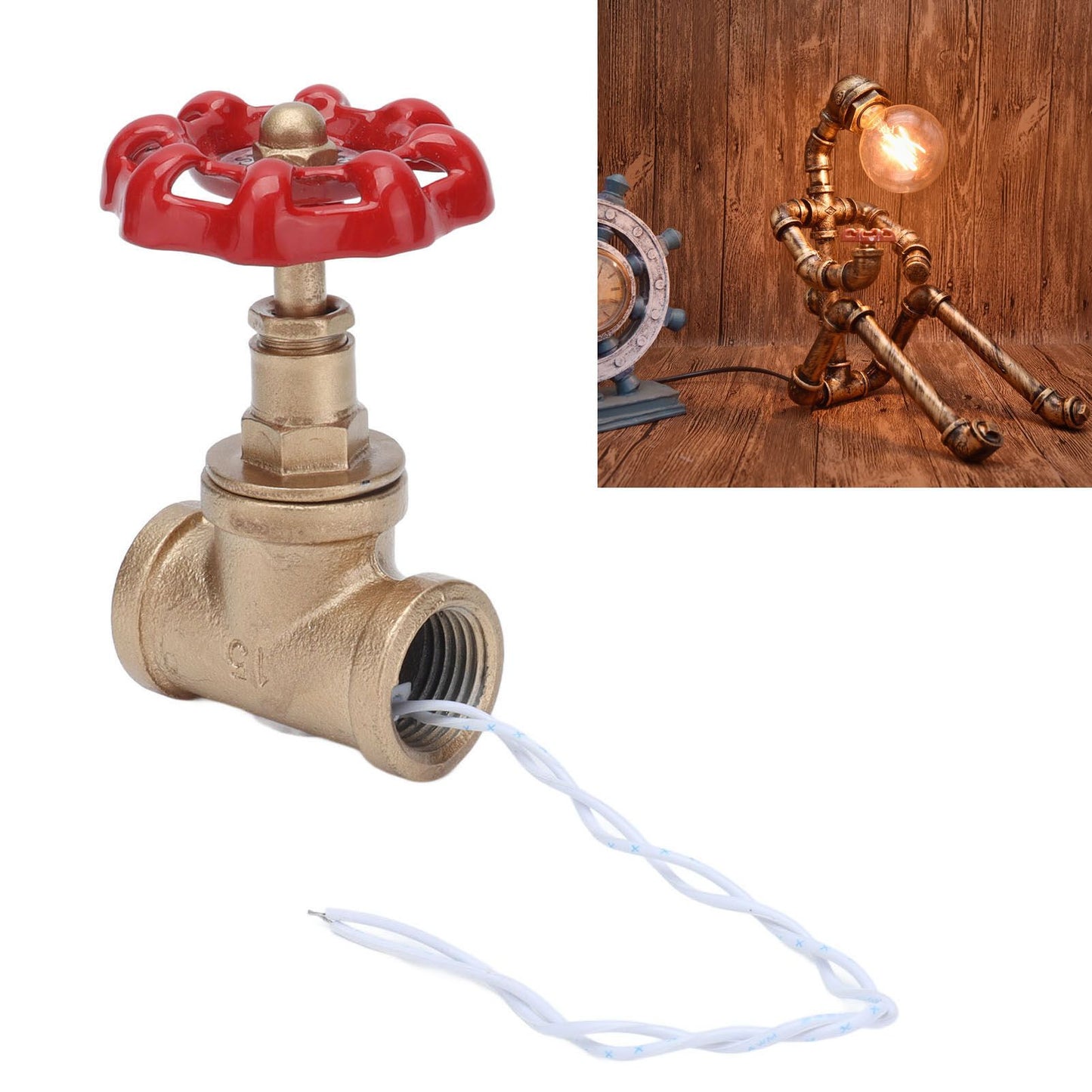 G1/2 Industrial Light Switch Water Pipe Light Switch Steampunk Lamp Switch with Wire 12V/120V V1294-YM0523-3113210254911