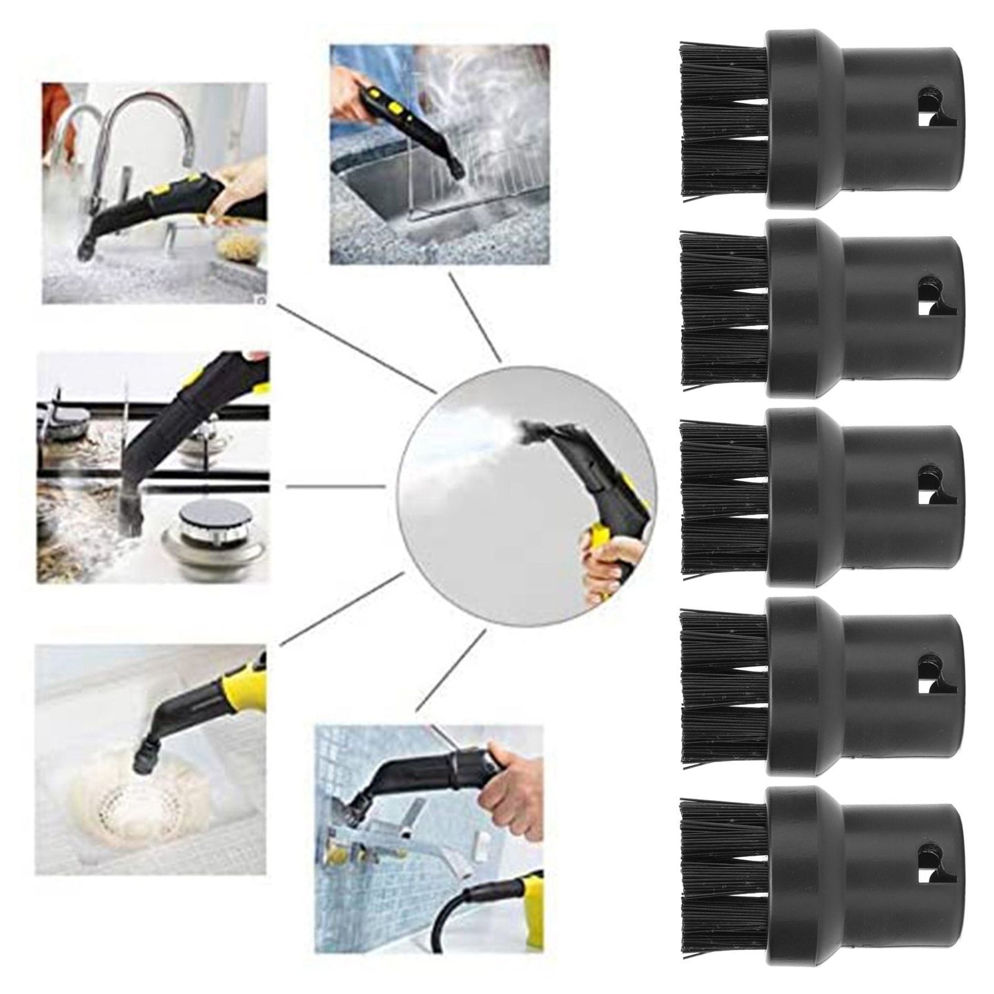 5PCS Steam Engine Brush Black Steamer Cleaning Brush Replacement Brush for Karcher SC1 SC2 SC3 SC4 SC5 V1294-YM0523-3113210257211