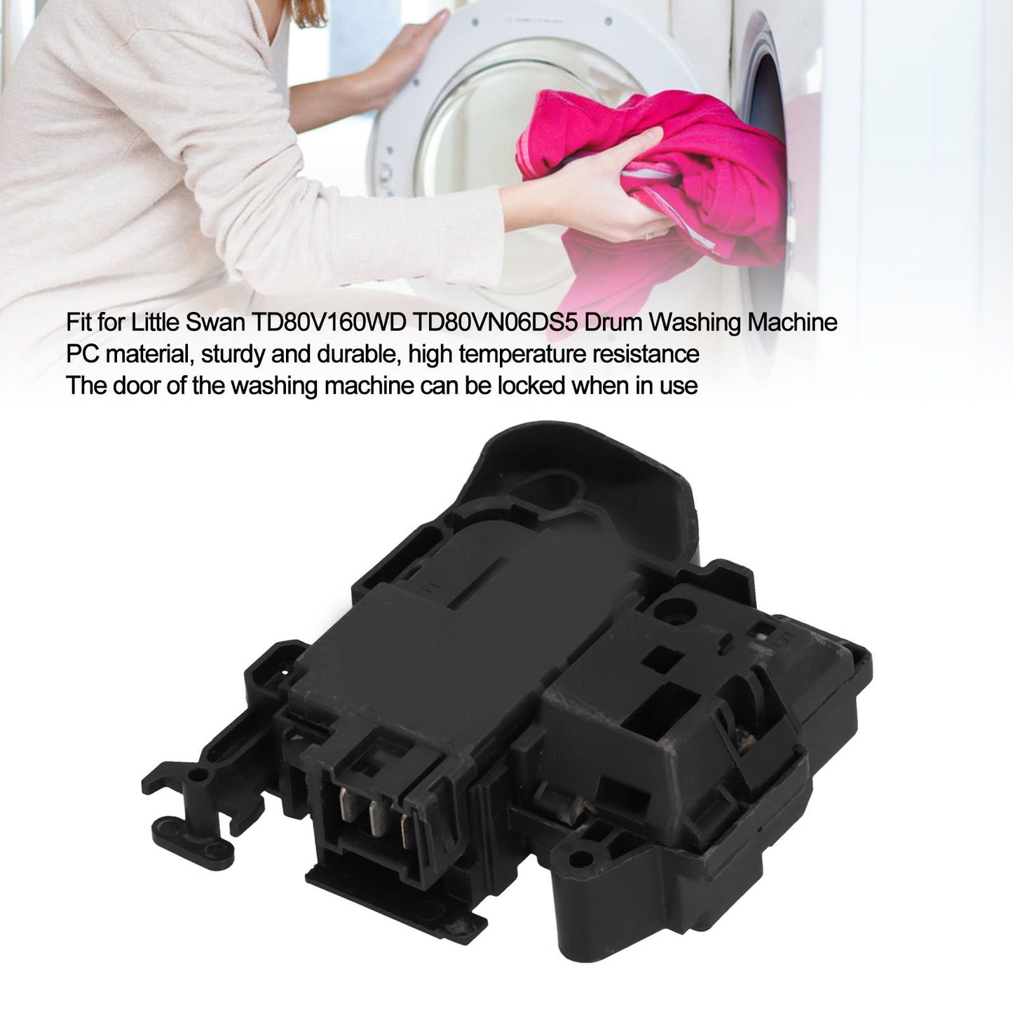 Door Lock Switch Assembly Drum Washing Machine Accessory Fit for Little Swan TD80V160WD TD80VN06DS5 250V V1294-YM0523-3113210260411
