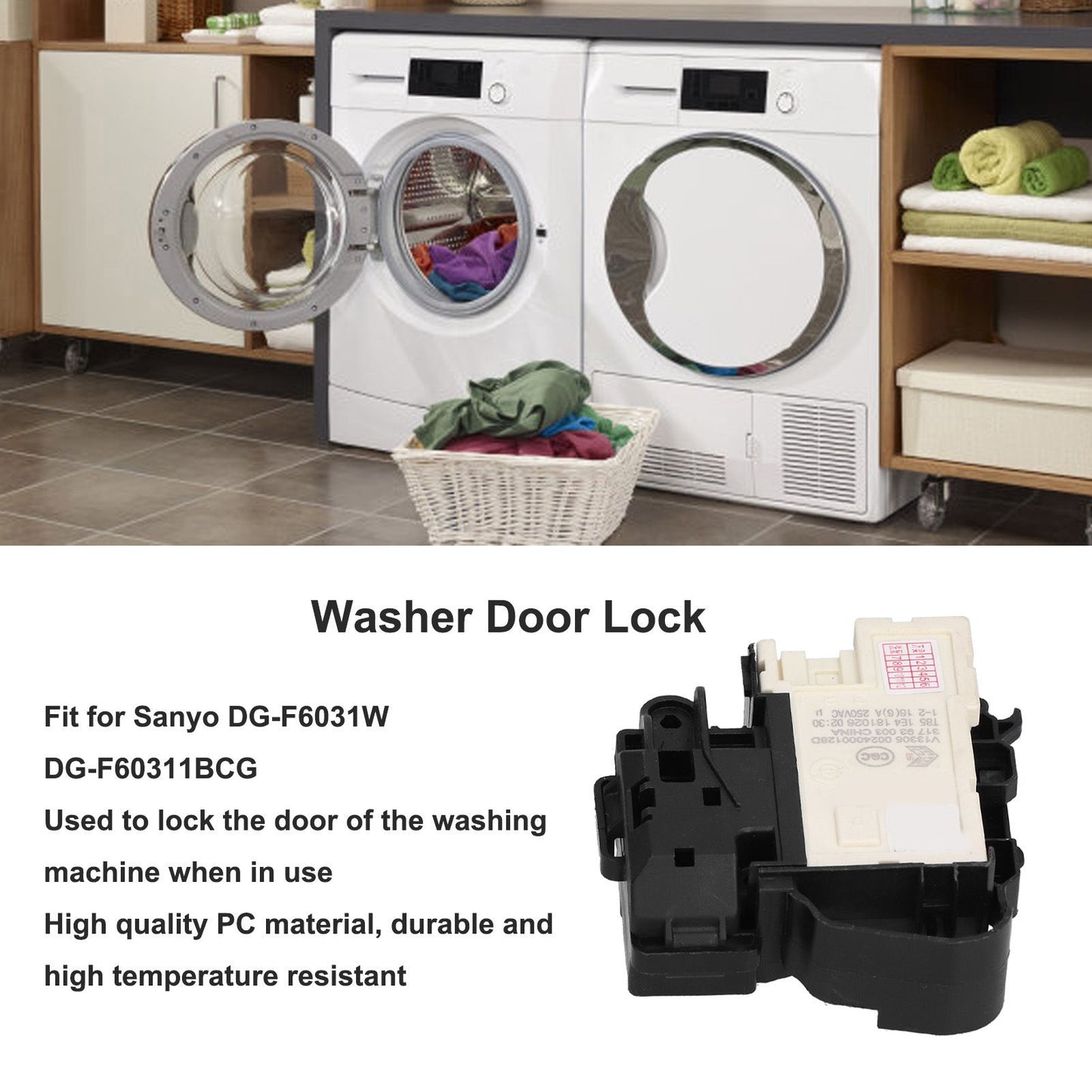 Electric Door Lock Assembly 00128D 250V Fit for Sanyo DGF6031W DGF60311BCG Drum Washing Machine V1294-YM0523-3113210260511