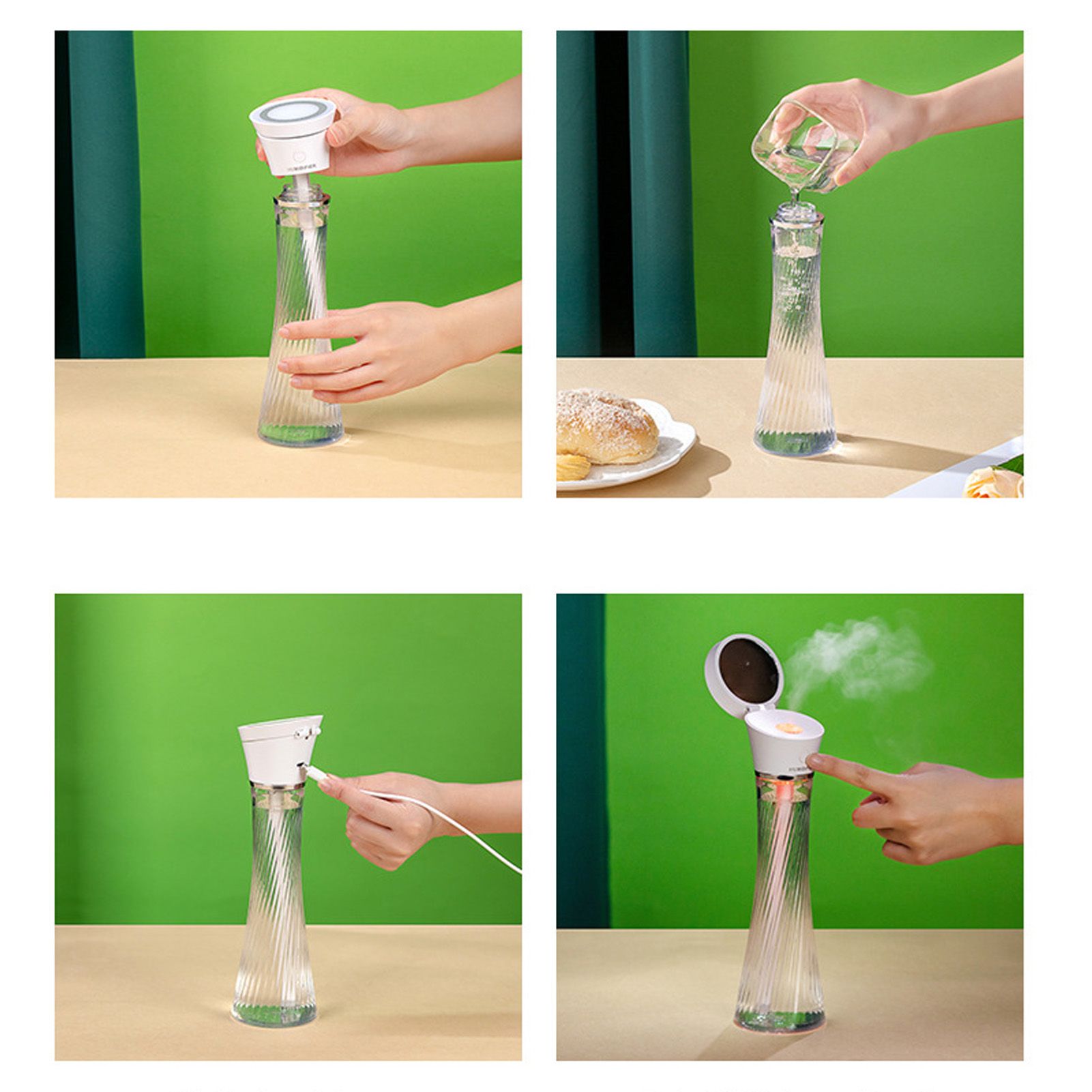 250ml Mini Humidifier Wireless Portable USB Charging Humidifier with Colorful LED Light V1294-YM0523-3113210262011