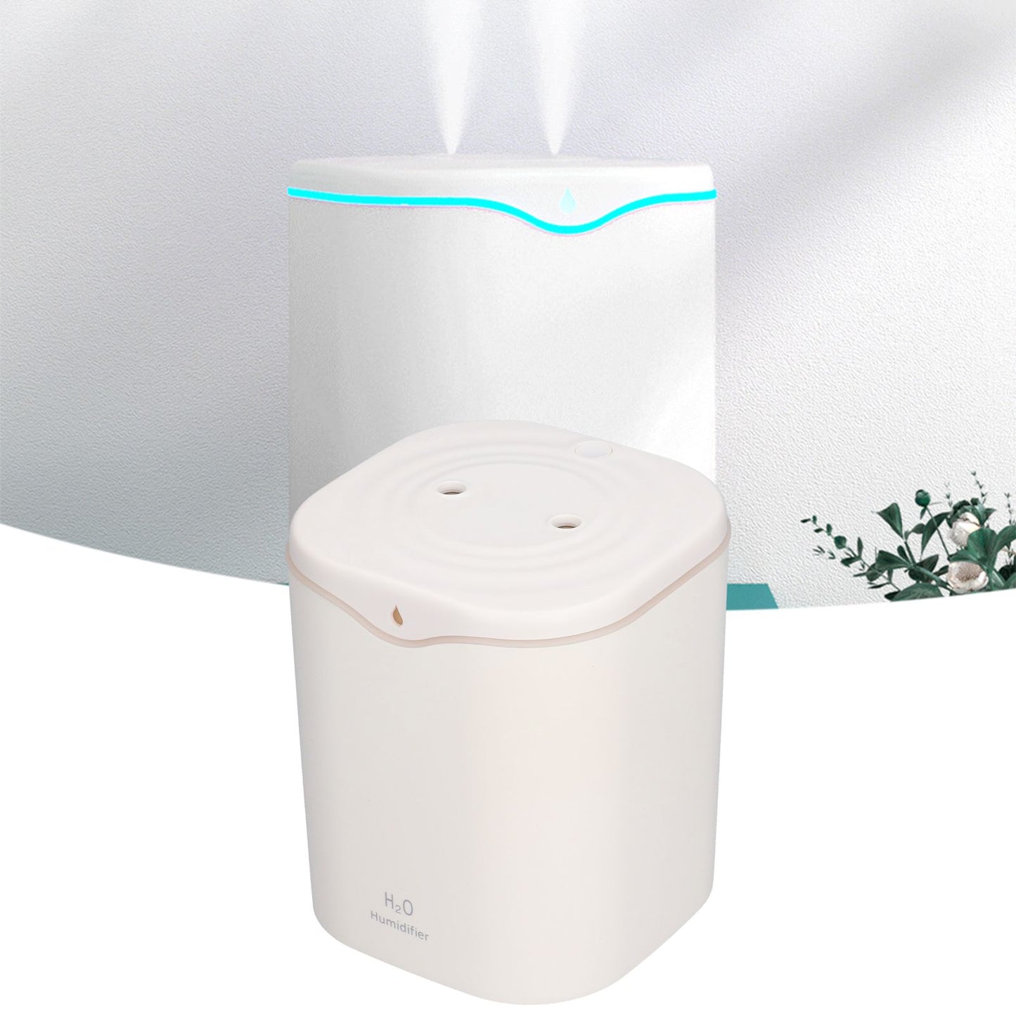 Double Spray Air Humidifier 2L Mini Silent Aroma Diffuser USB Powered for Home Bedroom Office White V1294-YM0523-3113210262111