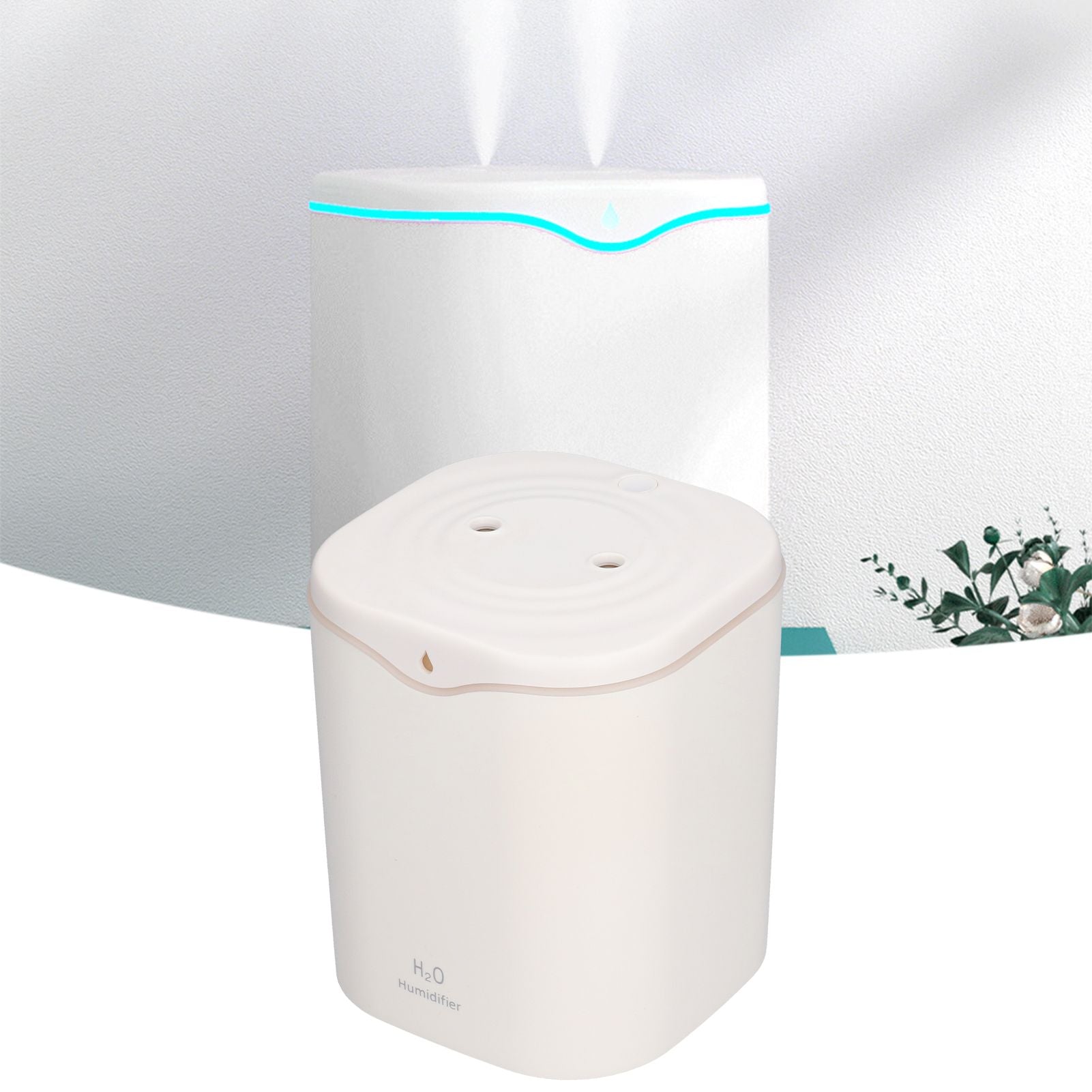 Double Spray Air Humidifier 2L Mini Silent Aroma Diffuser USB Powered for Home Bedroom Office White V1294-YM0523-3113210262111