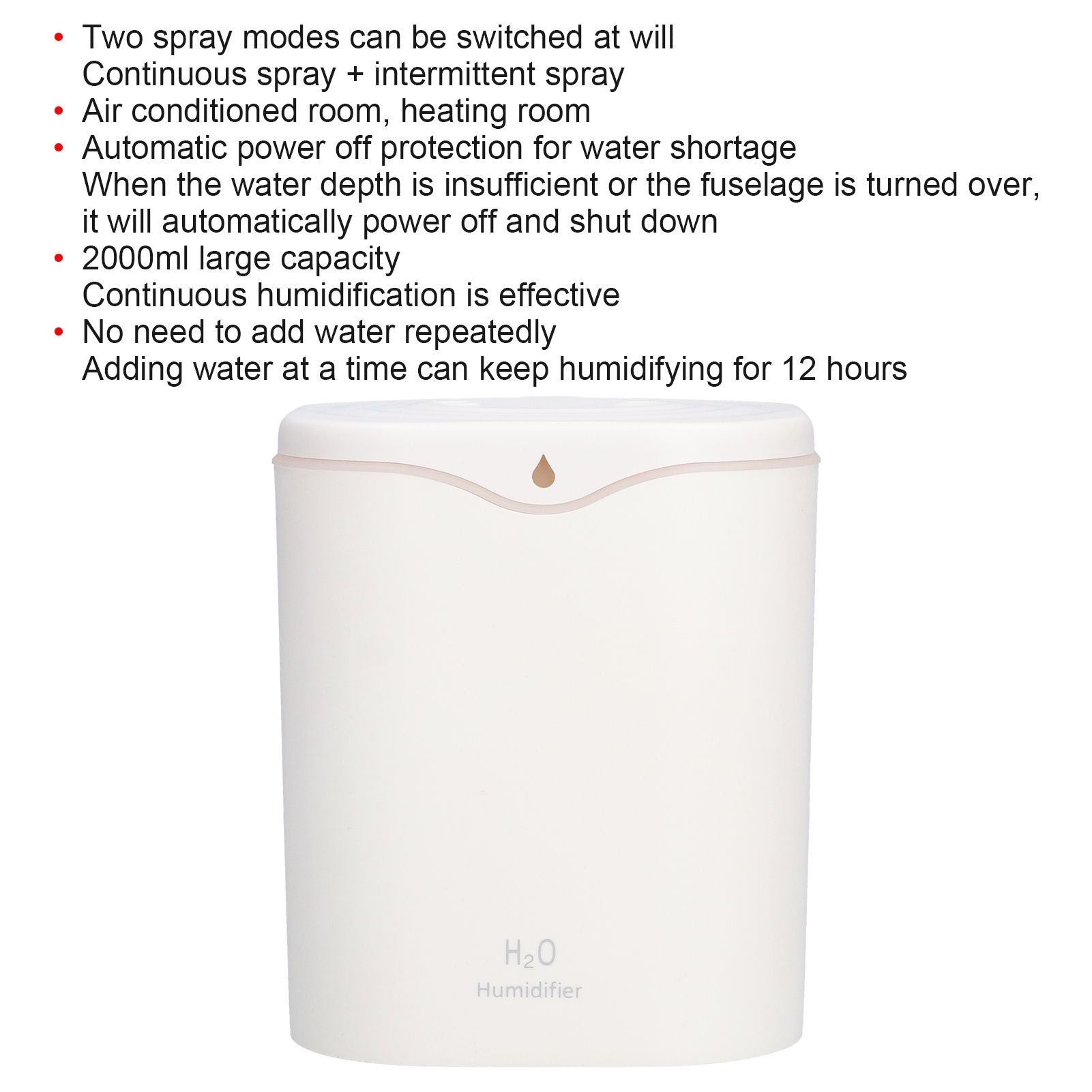 Double Spray Air Humidifier 2L Mini Silent Aroma Diffuser USB Powered for Home Bedroom Office White V1294-YM0523-3113210262111