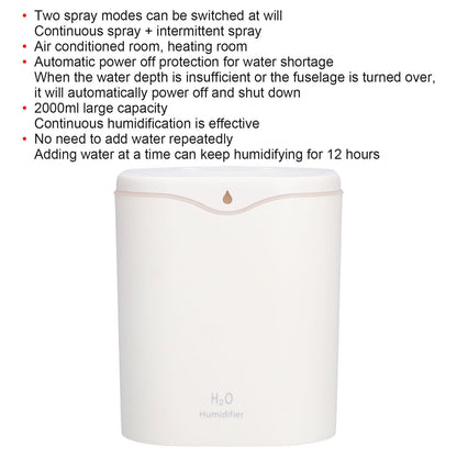 Double Spray Air Humidifier 2L Mini Silent Aroma Diffuser USB Powered for Home Bedroom Office White V1294-YM0523-3113210262111