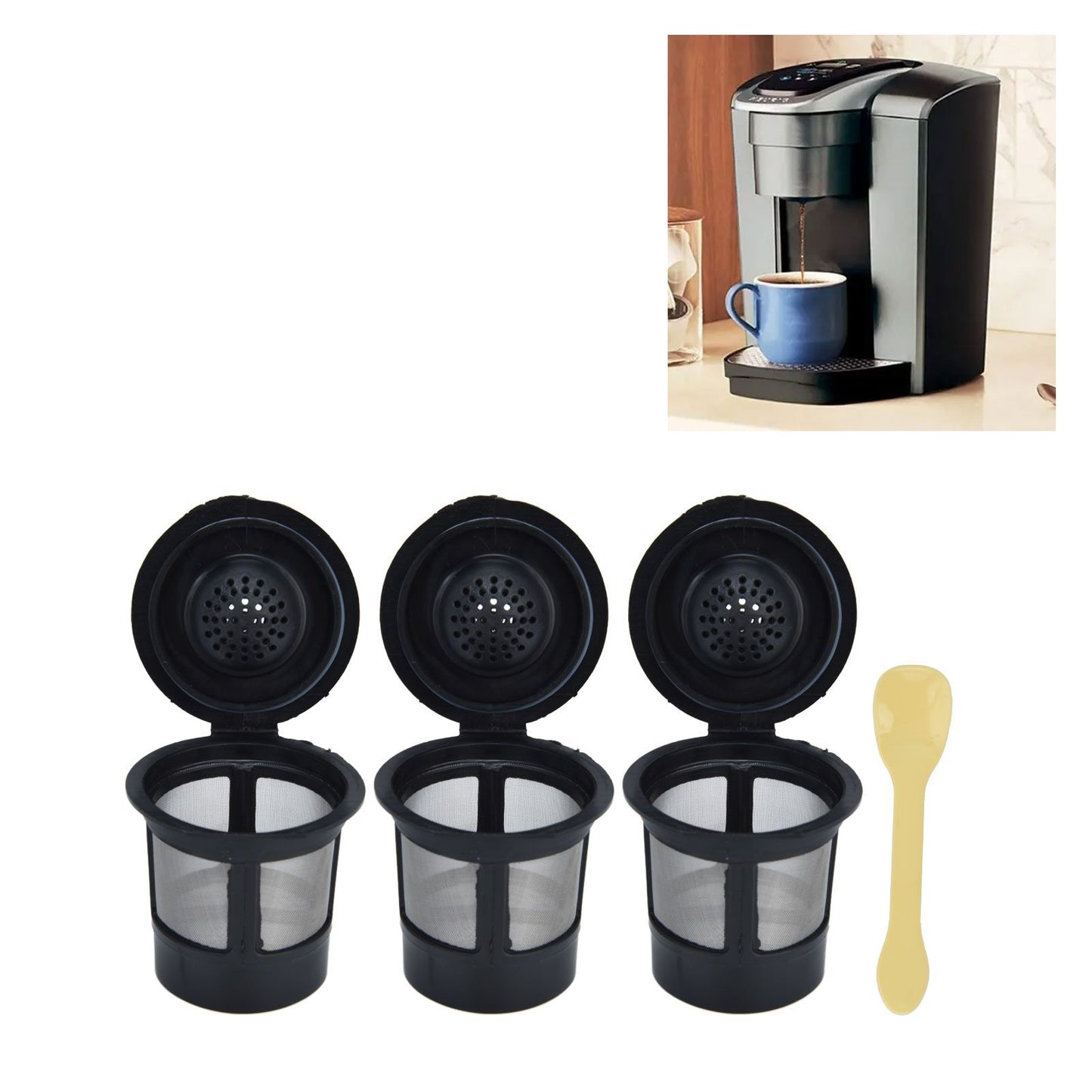 Coffee Filter Cup with Spoon Capsule Shell Coffee Capsules Cup Fit for Coffee Machine V1294-YM0523-3113210264511