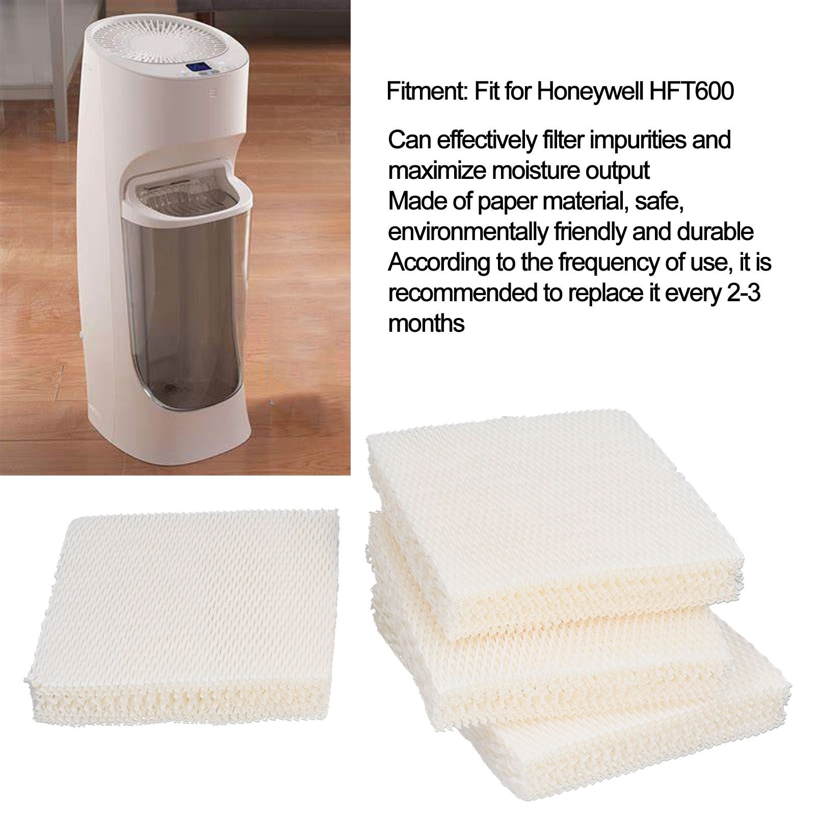 4PCS Air Humidifier Filter Paper Humidifier Filter Screen Replacement for Honeywell HFT600 V1294-YM0523-3113210269411