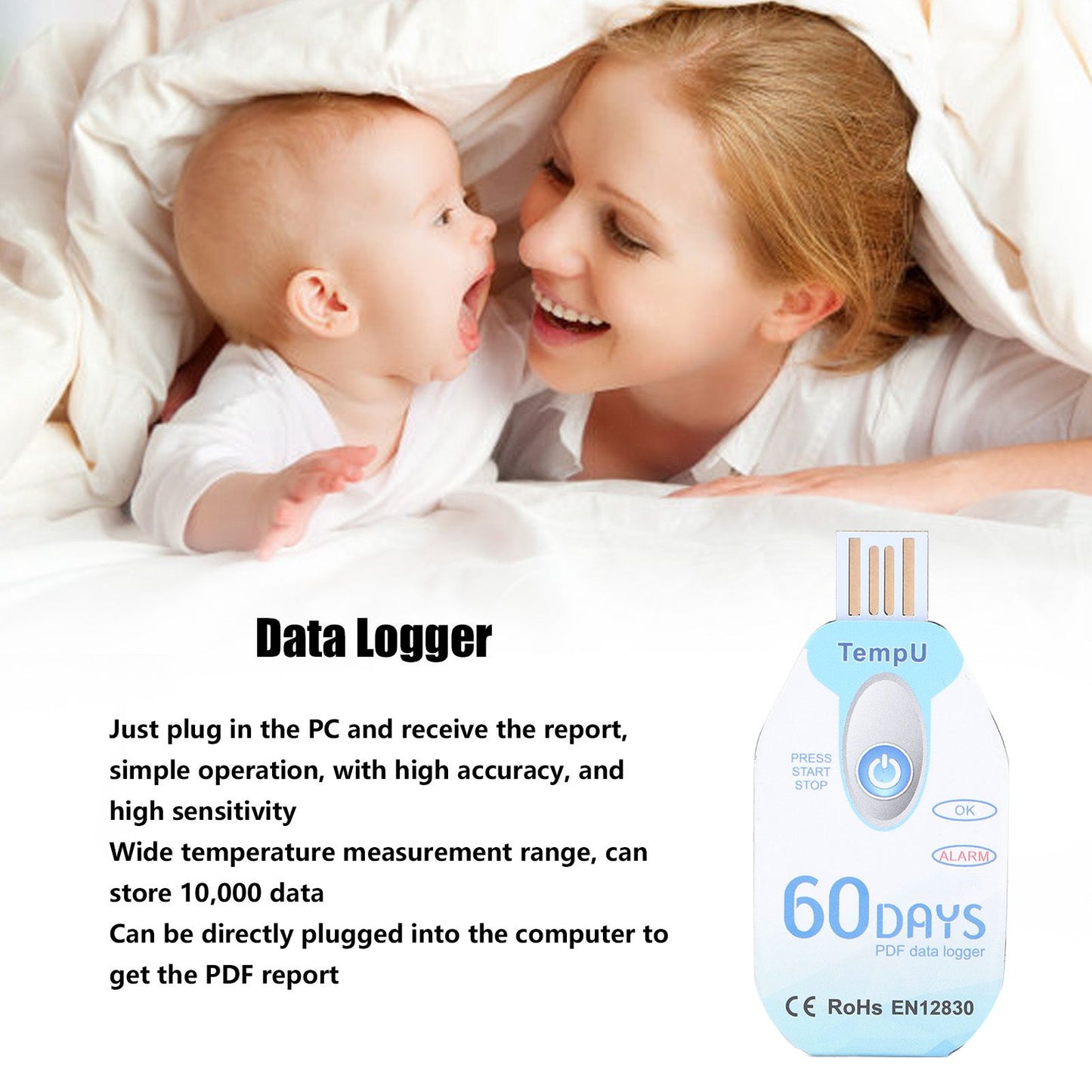 Food Temperature Recorder Portable Temperature Data Logger PDF Report USB Powered Data Logger V1294-YM0523-3113210278411