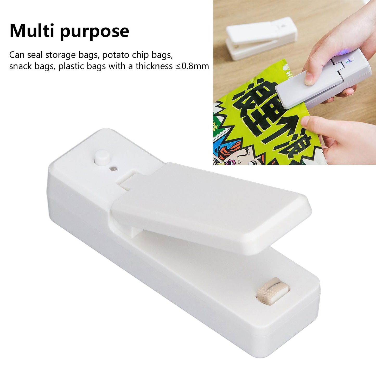 Portable Mini Bag Sealer with Magnet USB Charging Plastic Bag Sealing Machine for Home Kitchen UseWhite V1294-YM0523-3113210278911