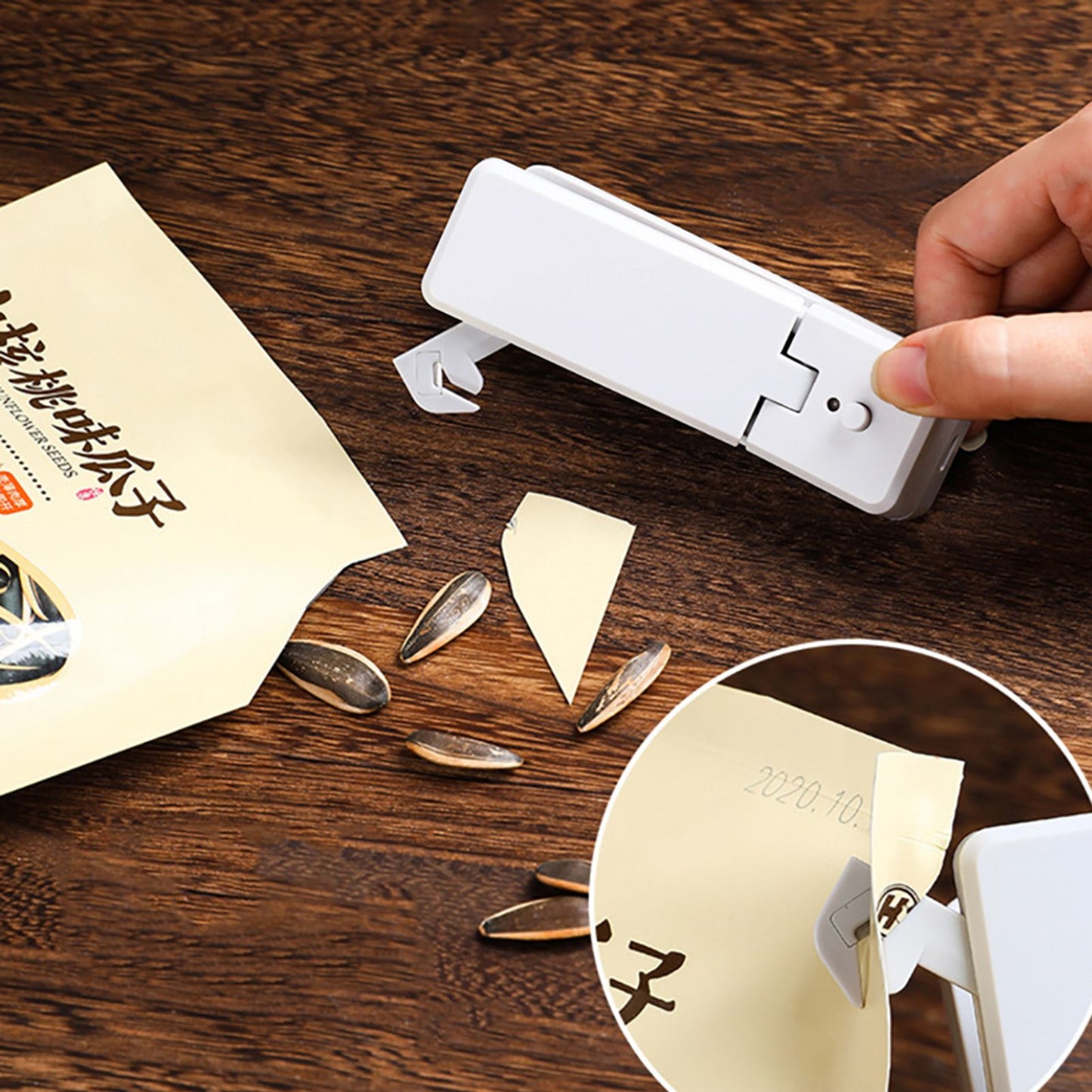 Portable Mini Bag Sealer with Magnet USB Charging Plastic Bag Sealing Machine for Home Kitchen UseWhite V1294-YM0523-3113210278911