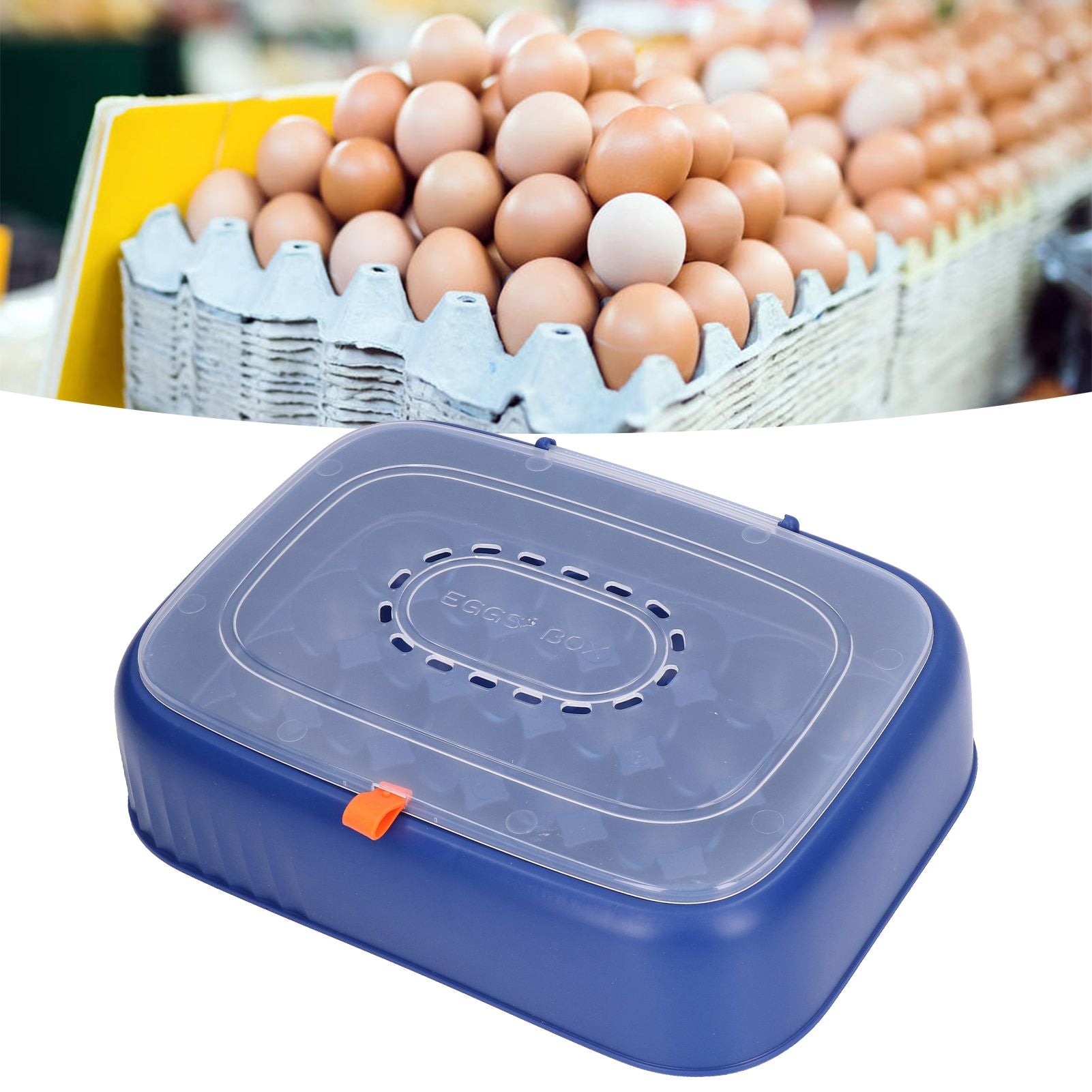 24 Eggs Containers ABS Egg Tray Storage Box Refrigerator Organizer Bins with Breathable VentsDark Blue V1294-YM0523-3113210304213