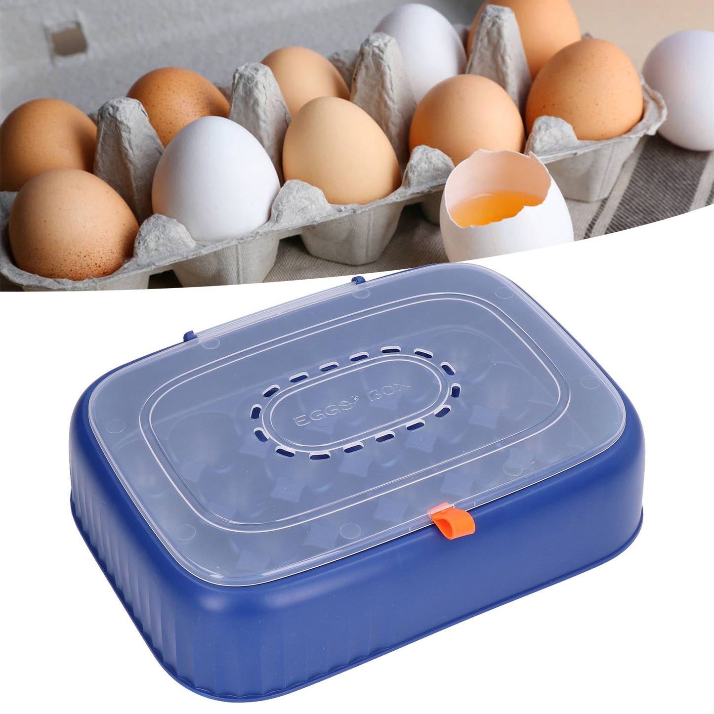 24 Eggs Containers ABS Egg Tray Storage Box Refrigerator Organizer Bins with Breathable VentsDark Blue V1294-YM0523-3113210304213