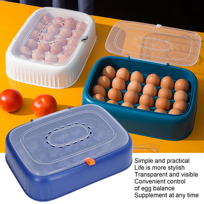 24 Eggs Containers ABS Egg Tray Storage Box Refrigerator Organizer Bins with Breathable VentsDark Blue V1294-YM0523-3113210304213