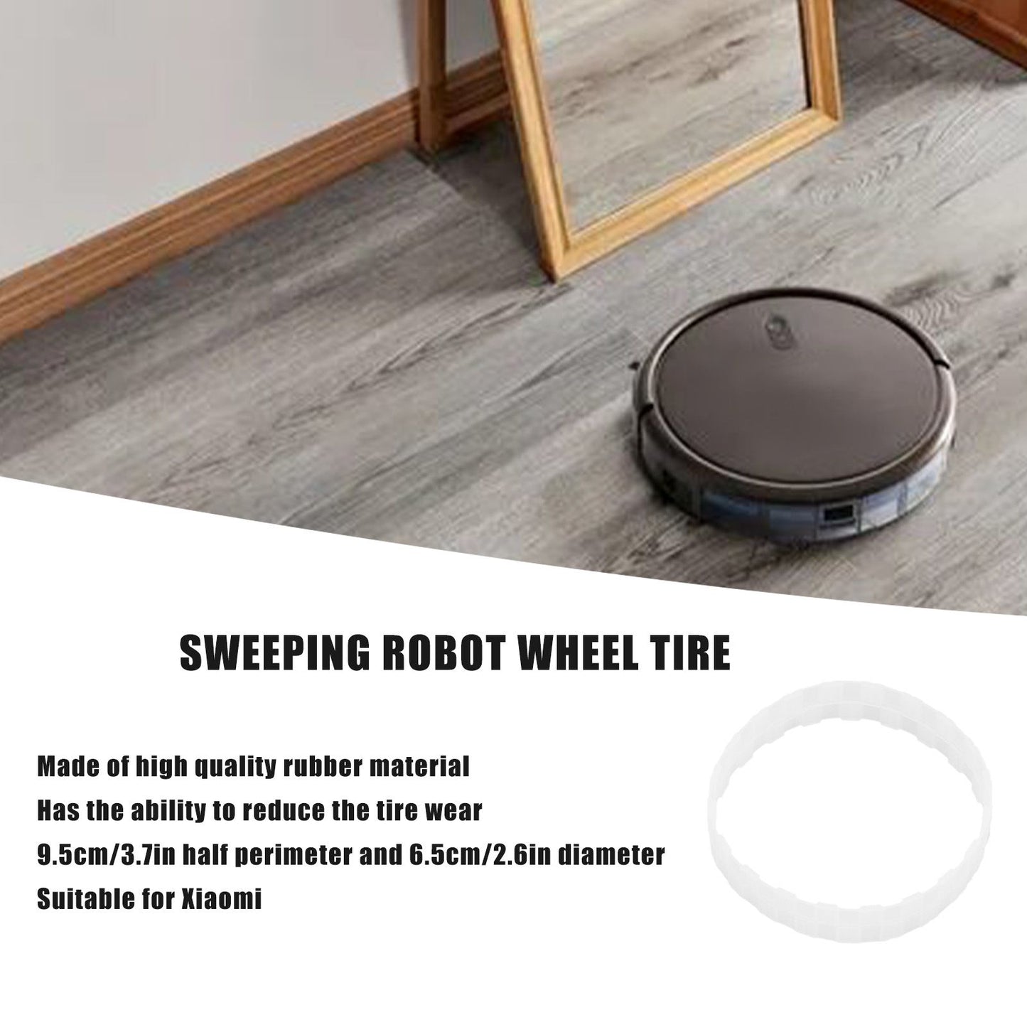 4Pcs Sweeping Robot Replacement Wheel Tire Rings Anti Wear Part for Xiaomi Sweeper V1294-YM0523-3113210321111