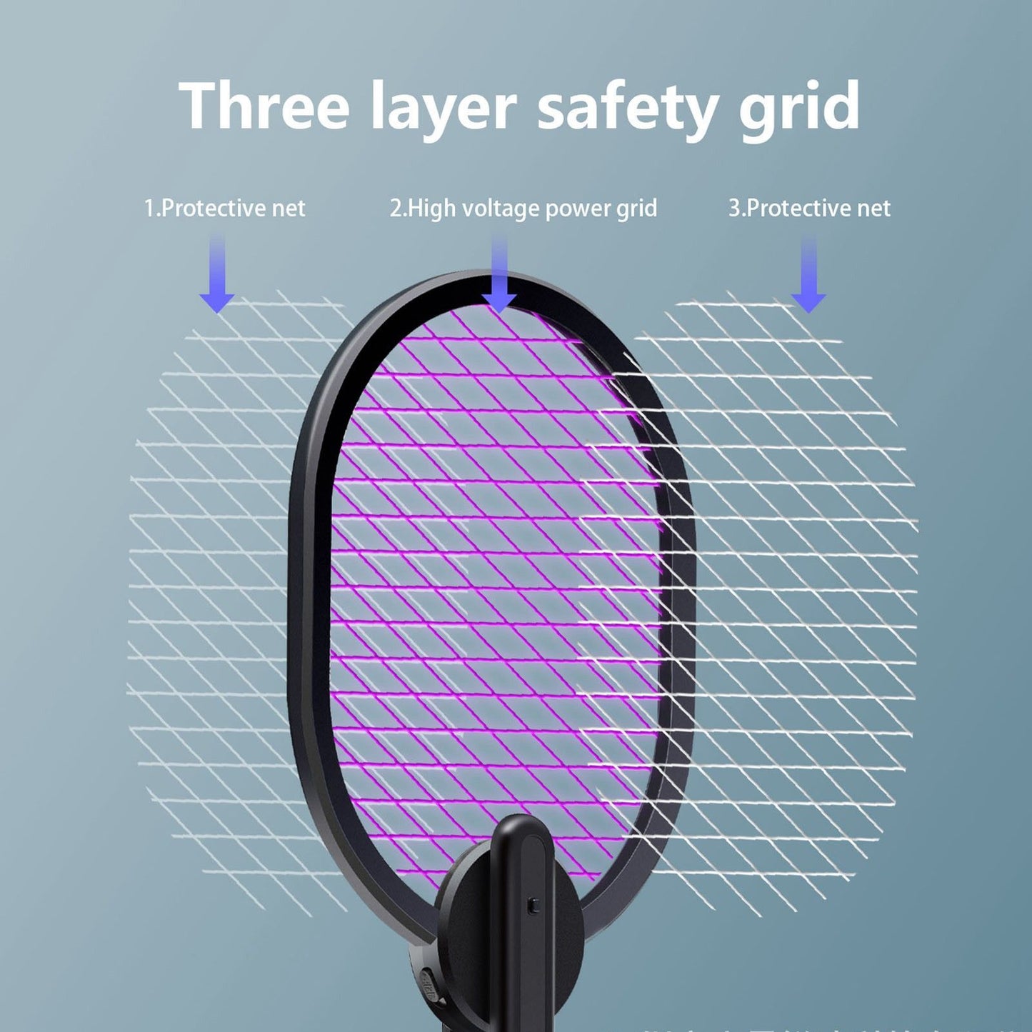 Electric Fly Swatter Multifunction 2 in 1 USB Rechargeable Electric Fly Bat for Home V1294-YM0523-3113210323711