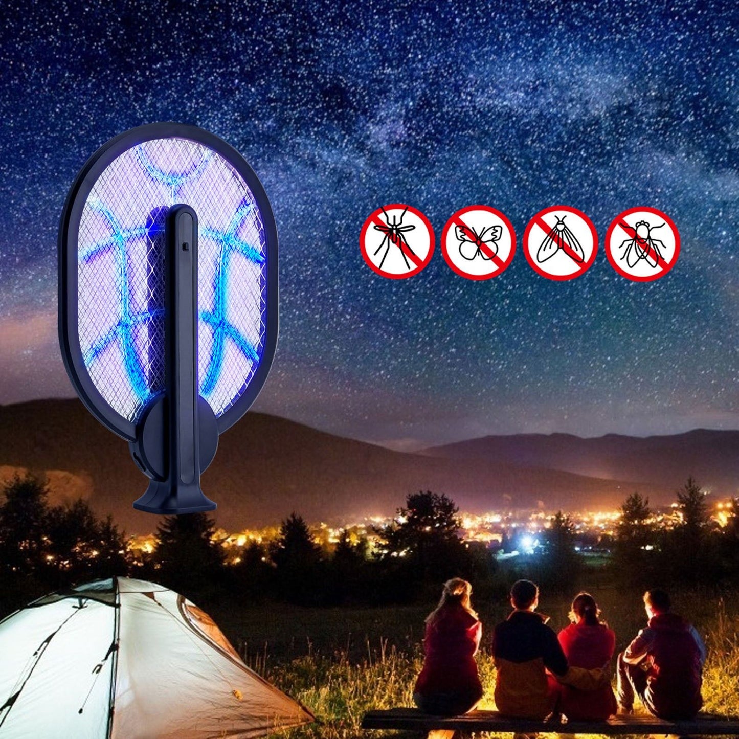 Electric Fly Swatter Multifunction 2 in 1 USB Rechargeable Electric Fly Bat for Home V1294-YM0523-3113210323711