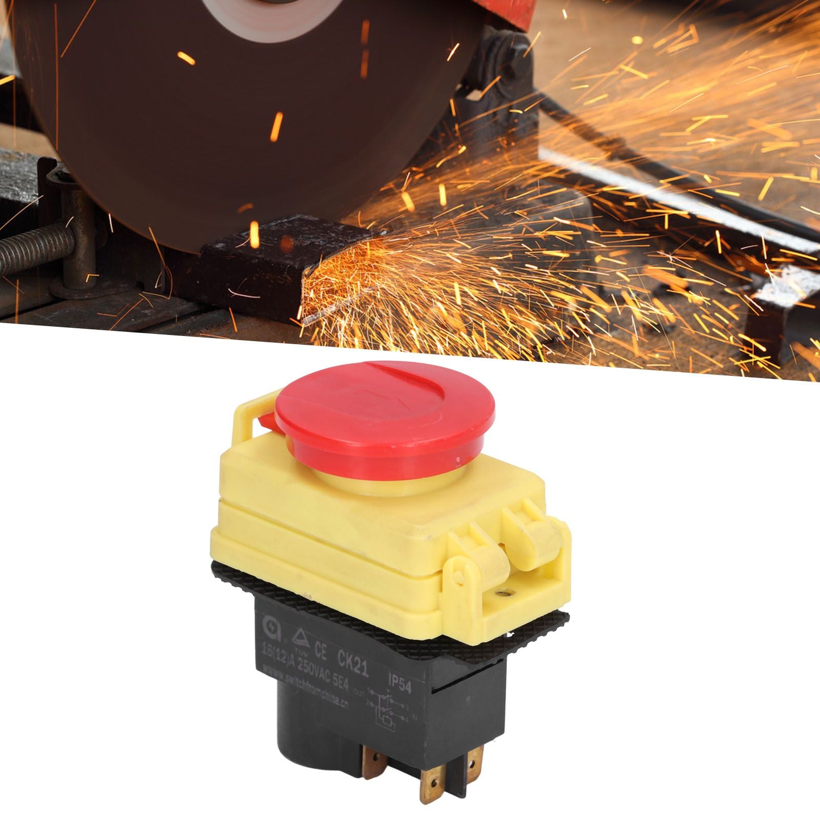 250V Industrial Electromagnetic Switch Waterproof ON Off Push Button Switches for Cutting Machine V1294-YM0523-3113210324011