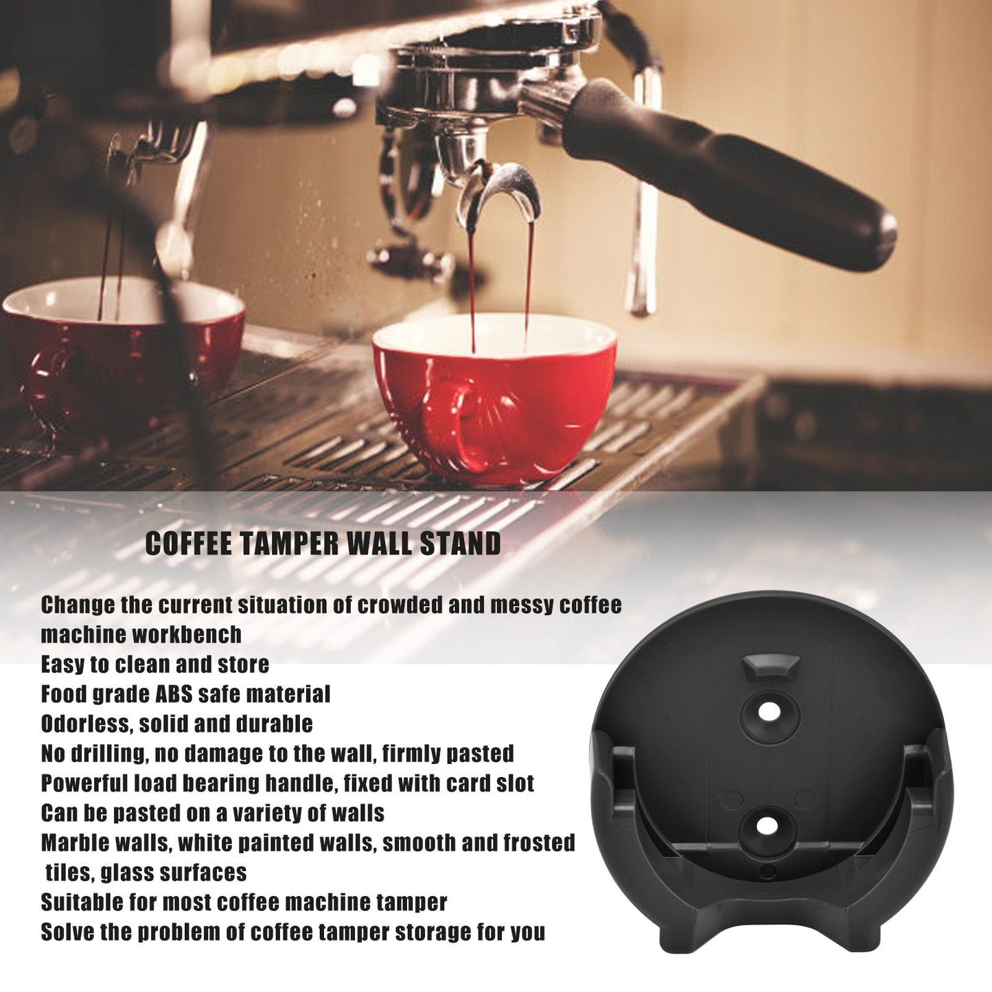 Coffee Tamper Wall Mounted Rack ABS Solid Durable Universal Storage Holder for Coffees MachineBlack V1294-YM0523-3113210324211