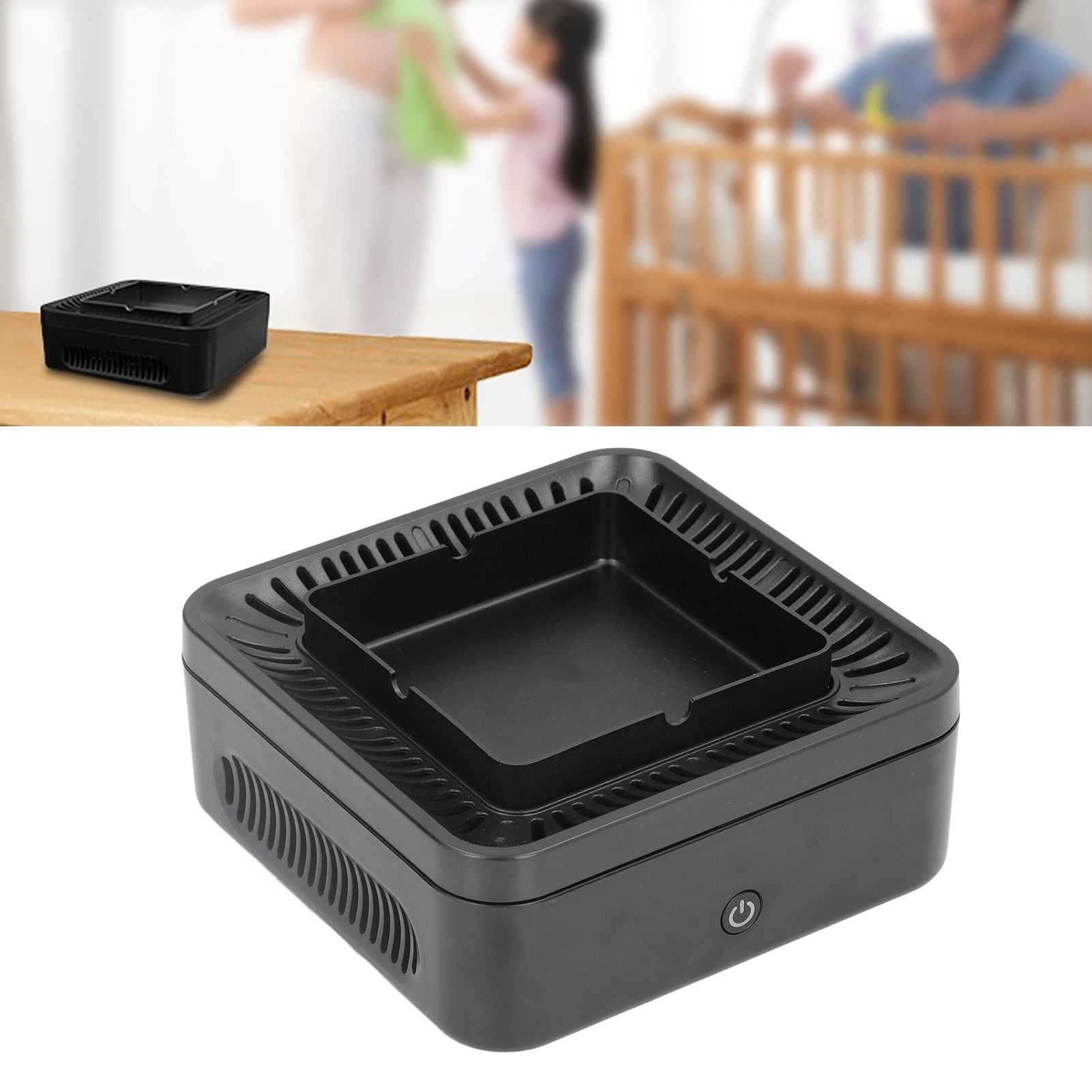 Smokeless Ashtray Gray Home Office Desktop USB Charging Large Air Volume Negative Ion Ashtray Purifier V1294-YM0523-3113210325111