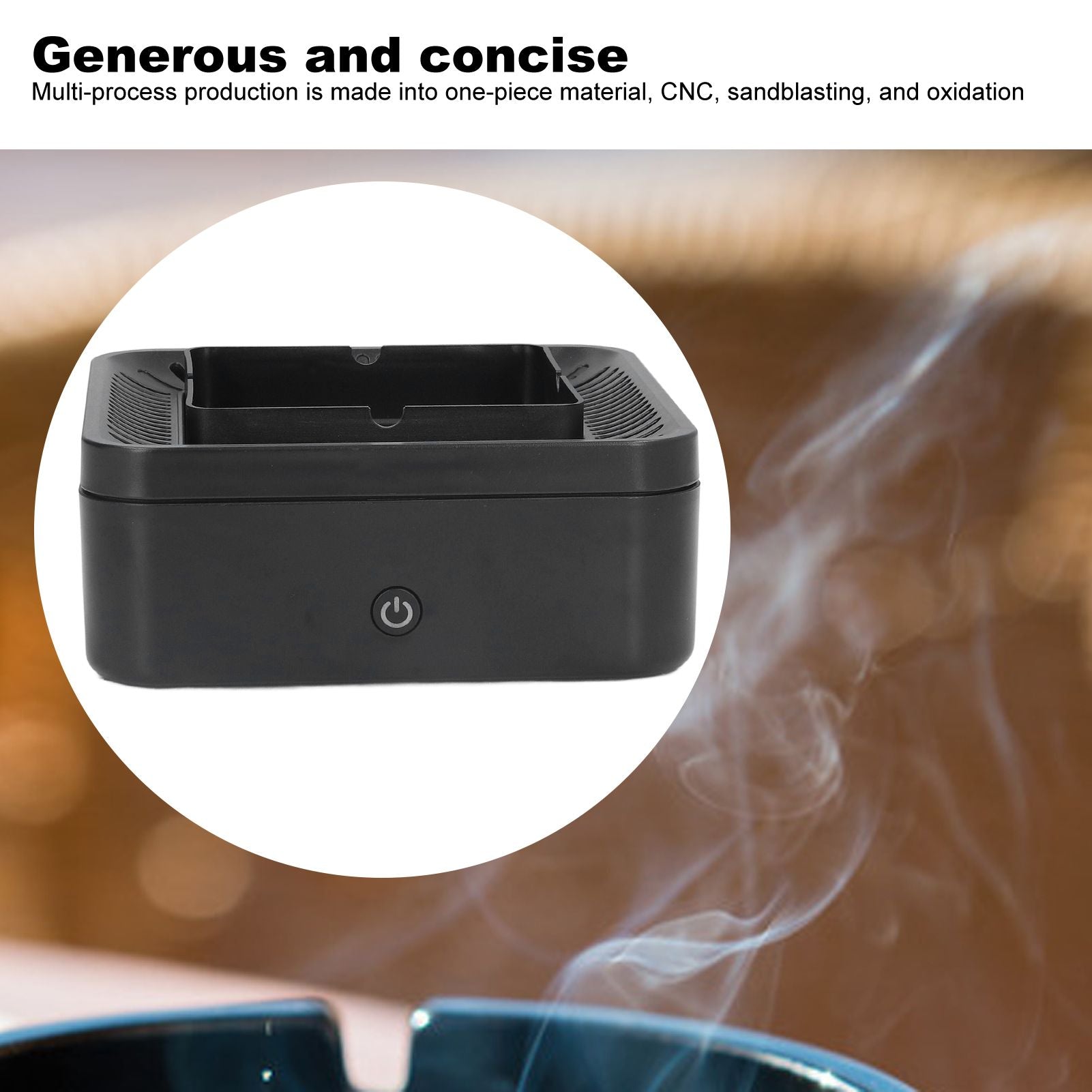 Smokeless Ashtray Gray Home Office Desktop USB Charging Large Air Volume Negative Ion Ashtray Purifier V1294-YM0523-3113210325111