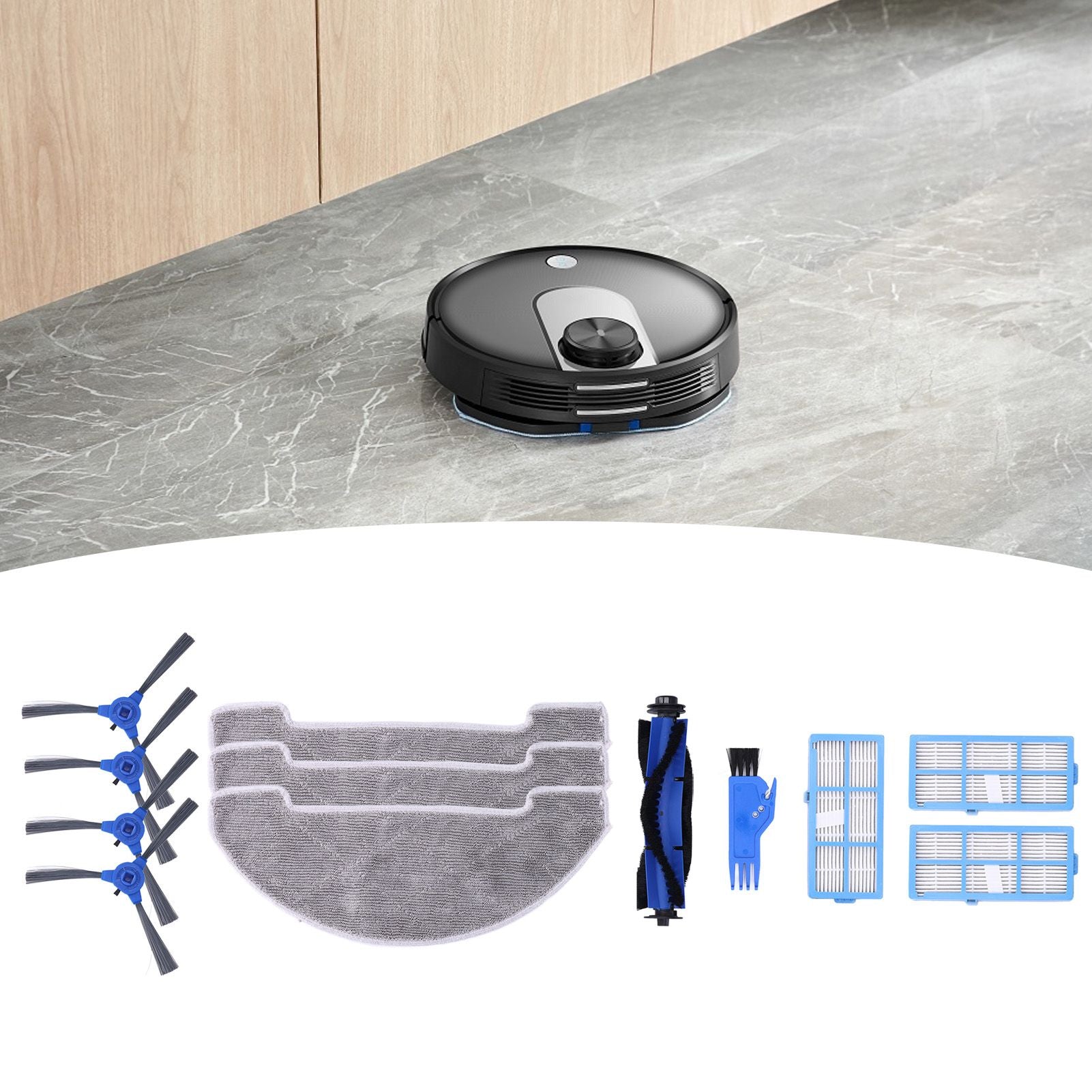 Robotic Vacuum Cleaner Kit with Side Brush Rag Filter Main Brush for Proscenic 850T Clean Suits V1294-YM0523-3113210326411