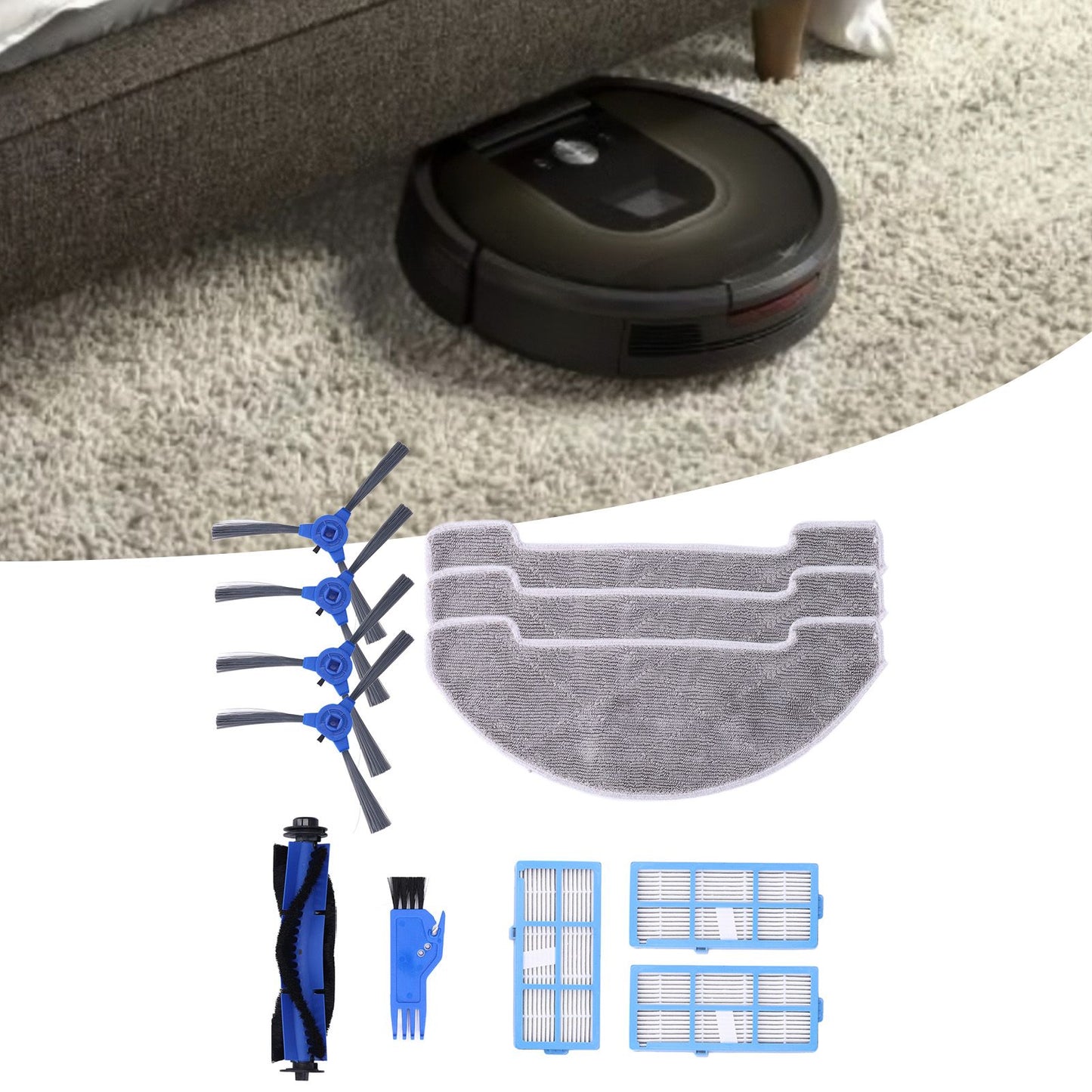 Robotic Vacuum Cleaner Kit with Side Brush Rag Filter Main Brush for Proscenic 850T Clean Suits V1294-YM0523-3113210326411