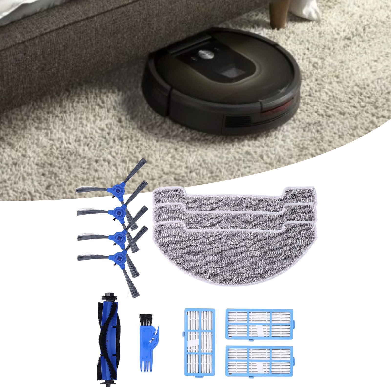 Robotic Vacuum Cleaner Kit with Side Brush Rag Filter Main Brush for Proscenic 850T Clean Suits V1294-YM0523-3113210326411