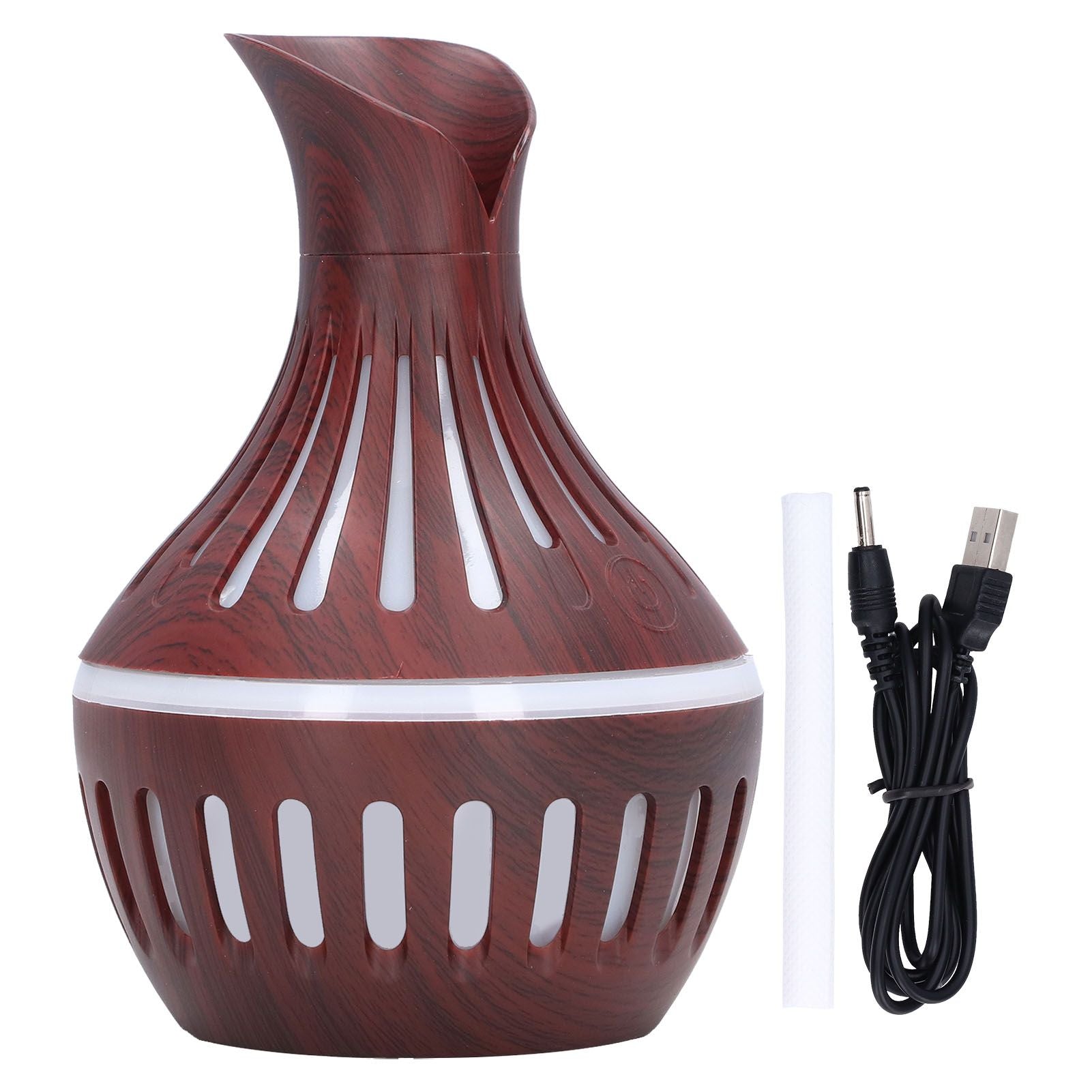 Wood Grain Humidifier USB Small Vase Night Light Mute Humidification Aromatherapy Machine 300ml V1294-YM0523-3113220001311