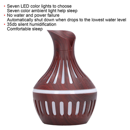 Wood Grain Humidifier USB Small Vase Night Light Mute Humidification Aromatherapy Machine 300ml V1294-YM0523-3113220001311