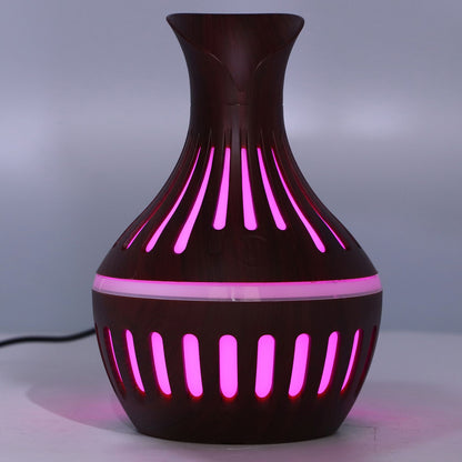 Wood Grain Humidifier USB Small Vase Night Light Mute Humidification Aromatherapy Machine 300ml V1294-YM0523-3113220001311