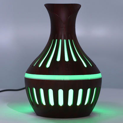 Wood Grain Humidifier USB Small Vase Night Light Mute Humidification Aromatherapy Machine 300ml V1294-YM0523-3113220001311