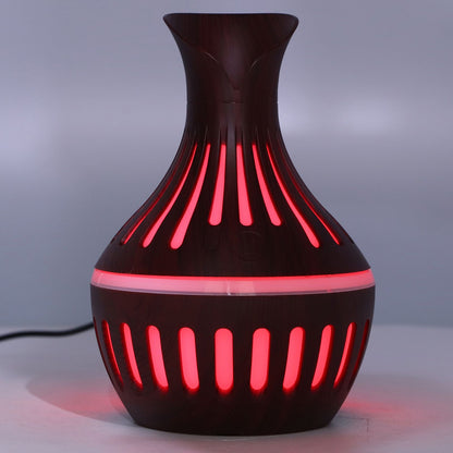 Wood Grain Humidifier USB Small Vase Night Light Mute Humidification Aromatherapy Machine 300ml V1294-YM0523-3113220001311