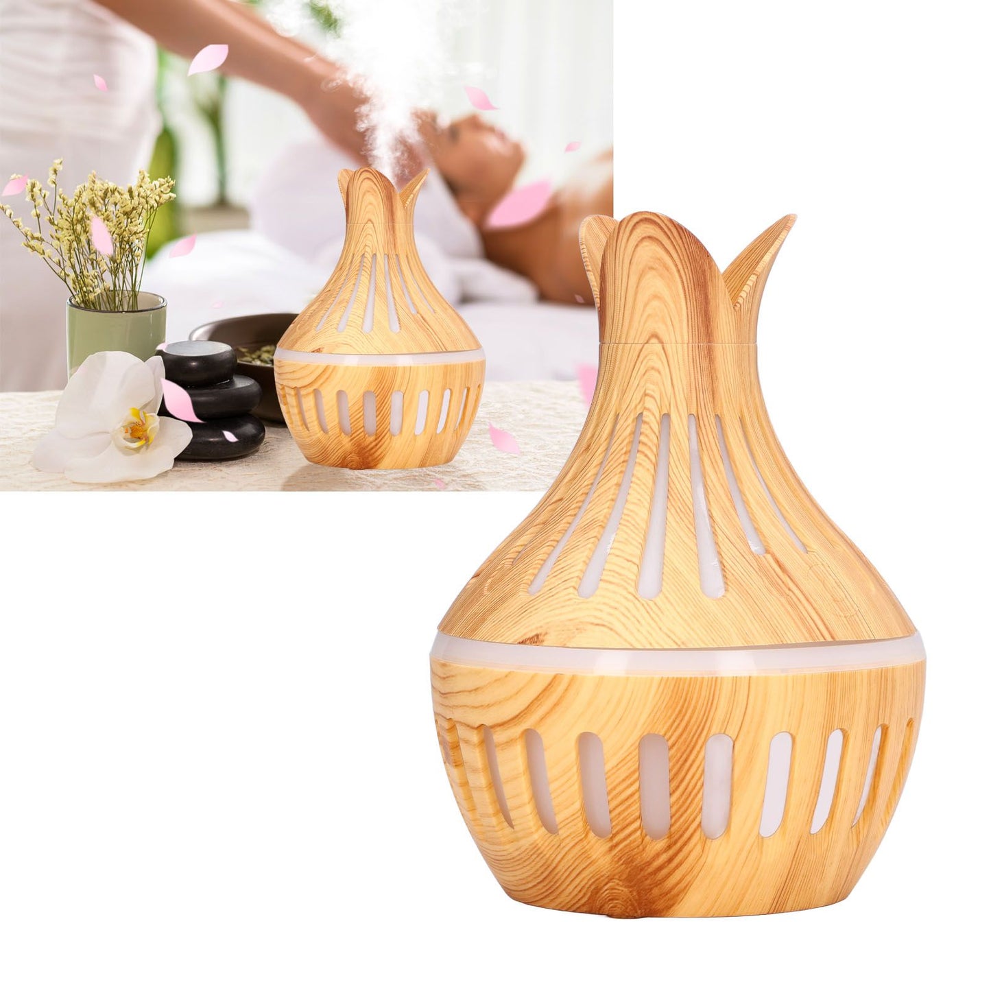 Wood Grain Air Humidifier ABS Aromatherapy Humidifiers for Household USB Charging 300ml V1294-YM0523-3113220001411