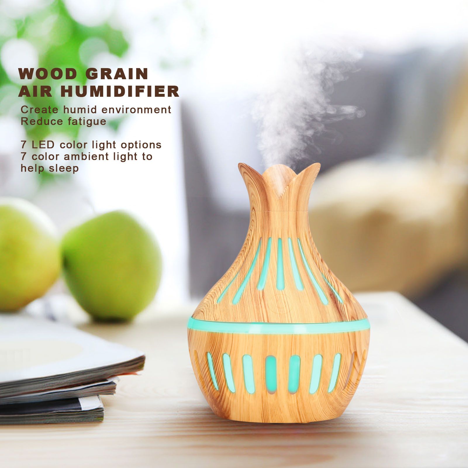 Wood Grain Air Humidifier ABS Aromatherapy Humidifiers for Household USB Charging 300ml V1294-YM0523-3113220001411