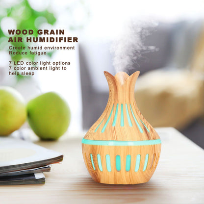 Wood Grain Air Humidifier ABS Aromatherapy Humidifiers for Household USB Charging 300ml V1294-YM0523-3113220001411