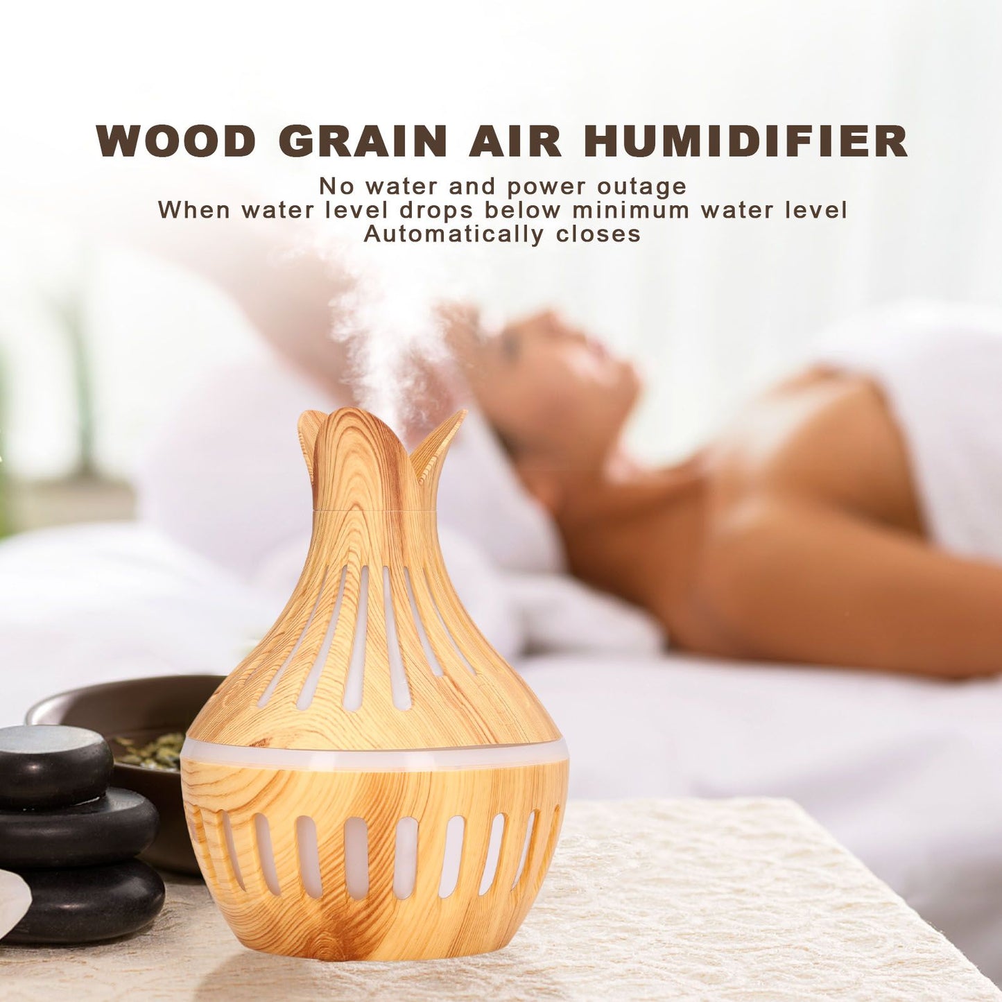 Wood Grain Air Humidifier ABS Aromatherapy Humidifiers for Household USB Charging 300ml V1294-YM0523-3113220001411