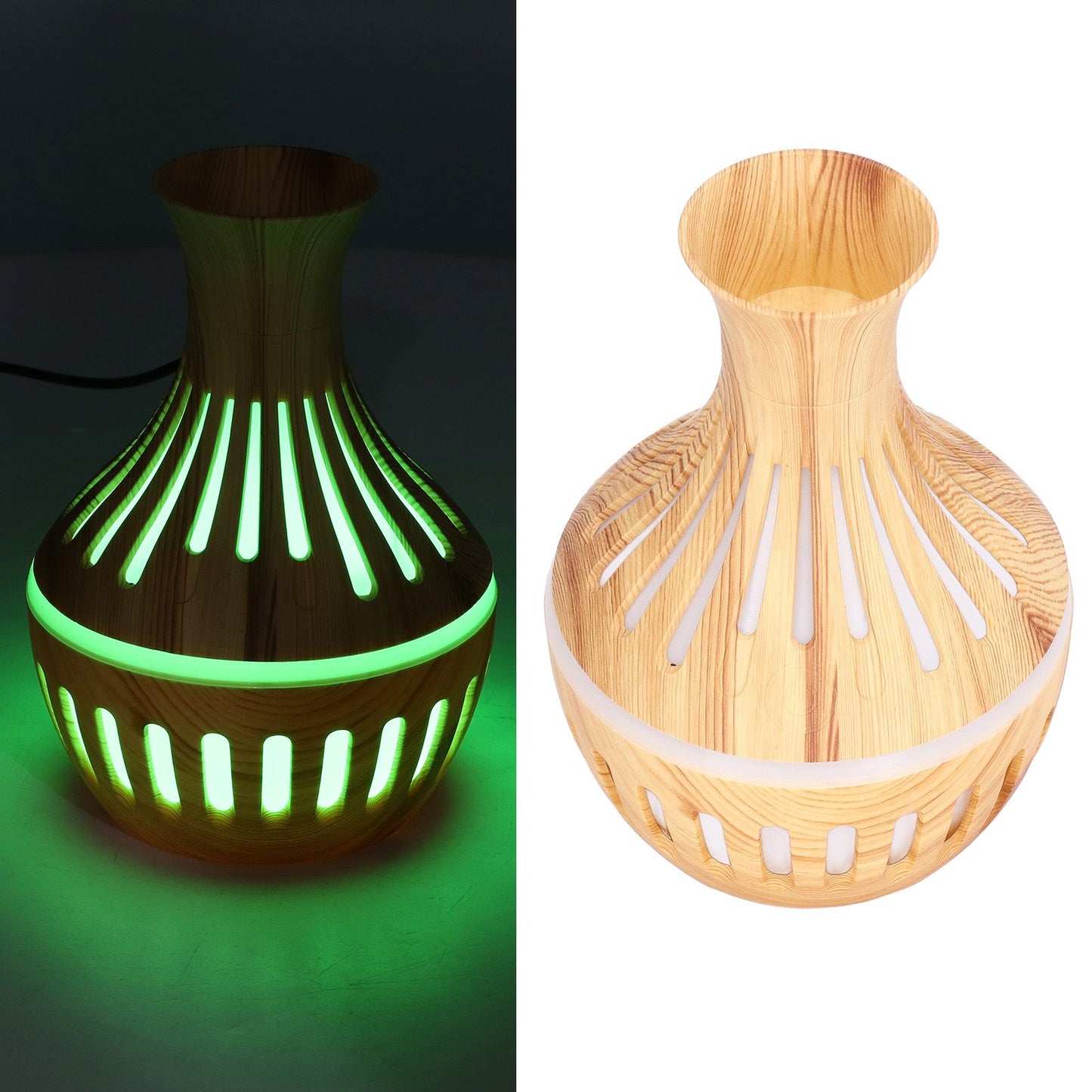 300ml Humidifier USB Powered Wood Grain Aromatherapy Diffuser with 7 Colors LED Light 5V 1A V1294-YM0523-3113220001611