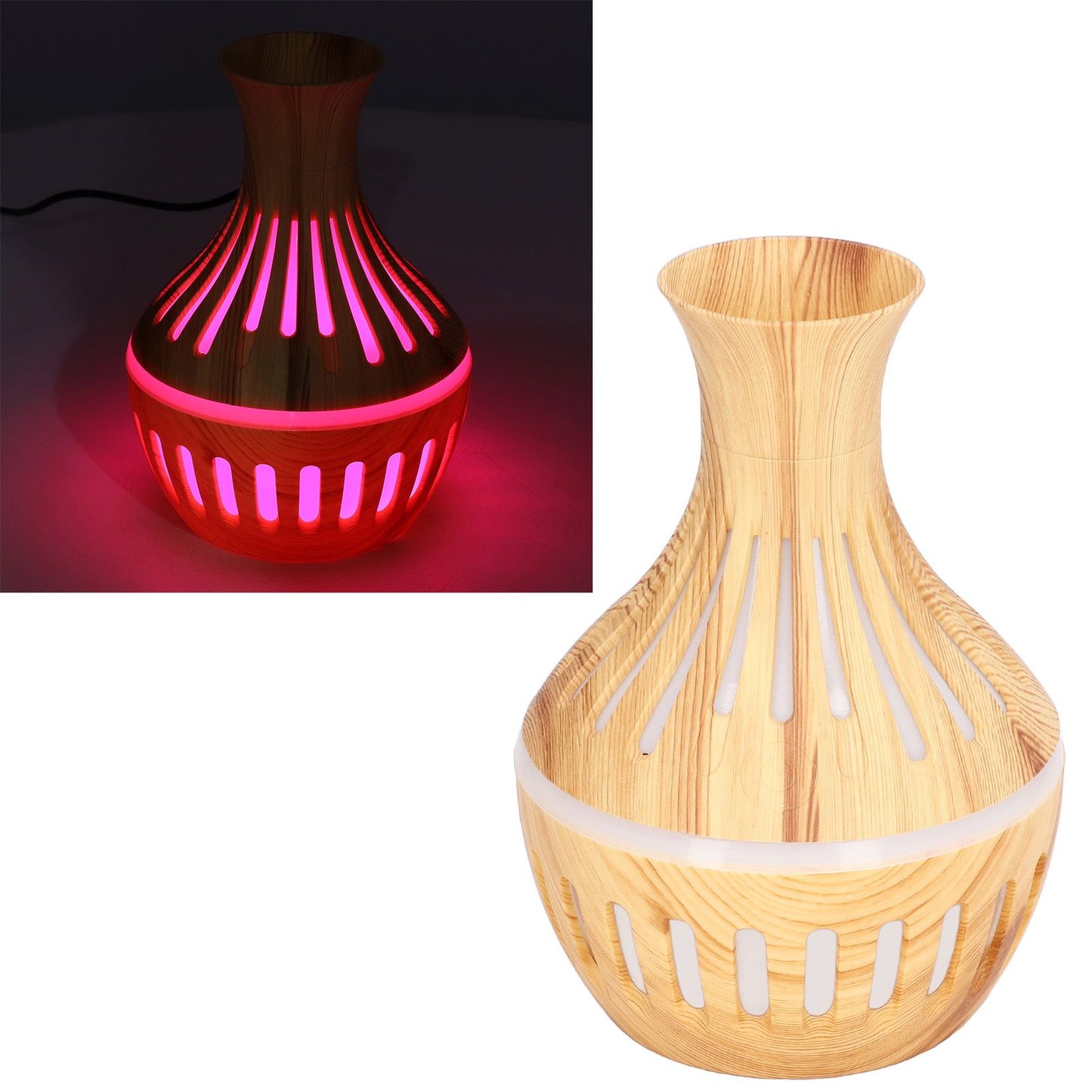 300ml Humidifier USB Powered Wood Grain Aromatherapy Diffuser with 7 Colors LED Light 5V 1A V1294-YM0523-3113220001611
