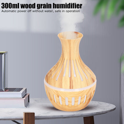 300ml Humidifier USB Powered Wood Grain Aromatherapy Diffuser with 7 Colors LED Light 5V 1A V1294-YM0523-3113220001611