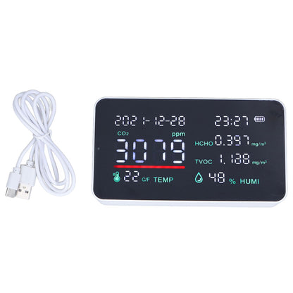 Air Quality Monitor Semiconductor USB Charging Indoor Temperature Humidity Carbon Dioxide DetectorWhite V1294-YM0523-3113220002012